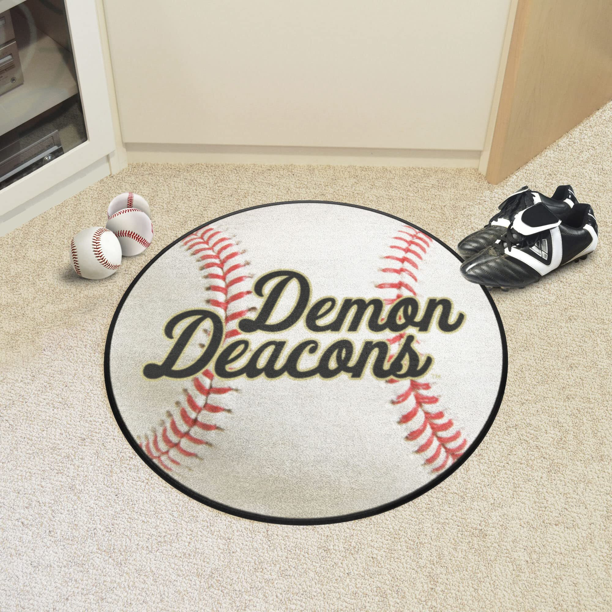 Wake Forest Demon Deacons Baseball Rug, Script Wordmark - 27in. Diameter