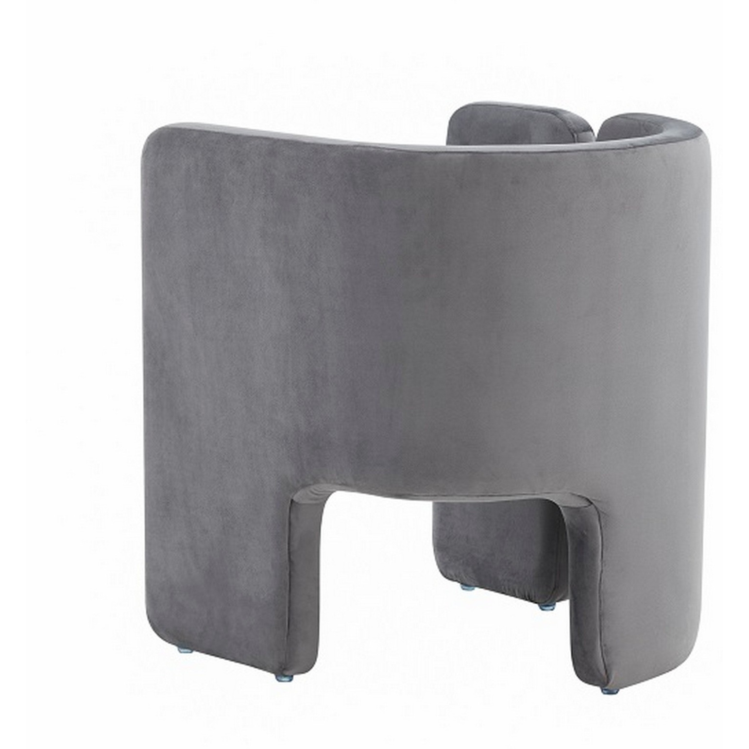 Cid 24 Inch Accent Chair, Soft Gray Velvet, Curved Backrest, Panel Base