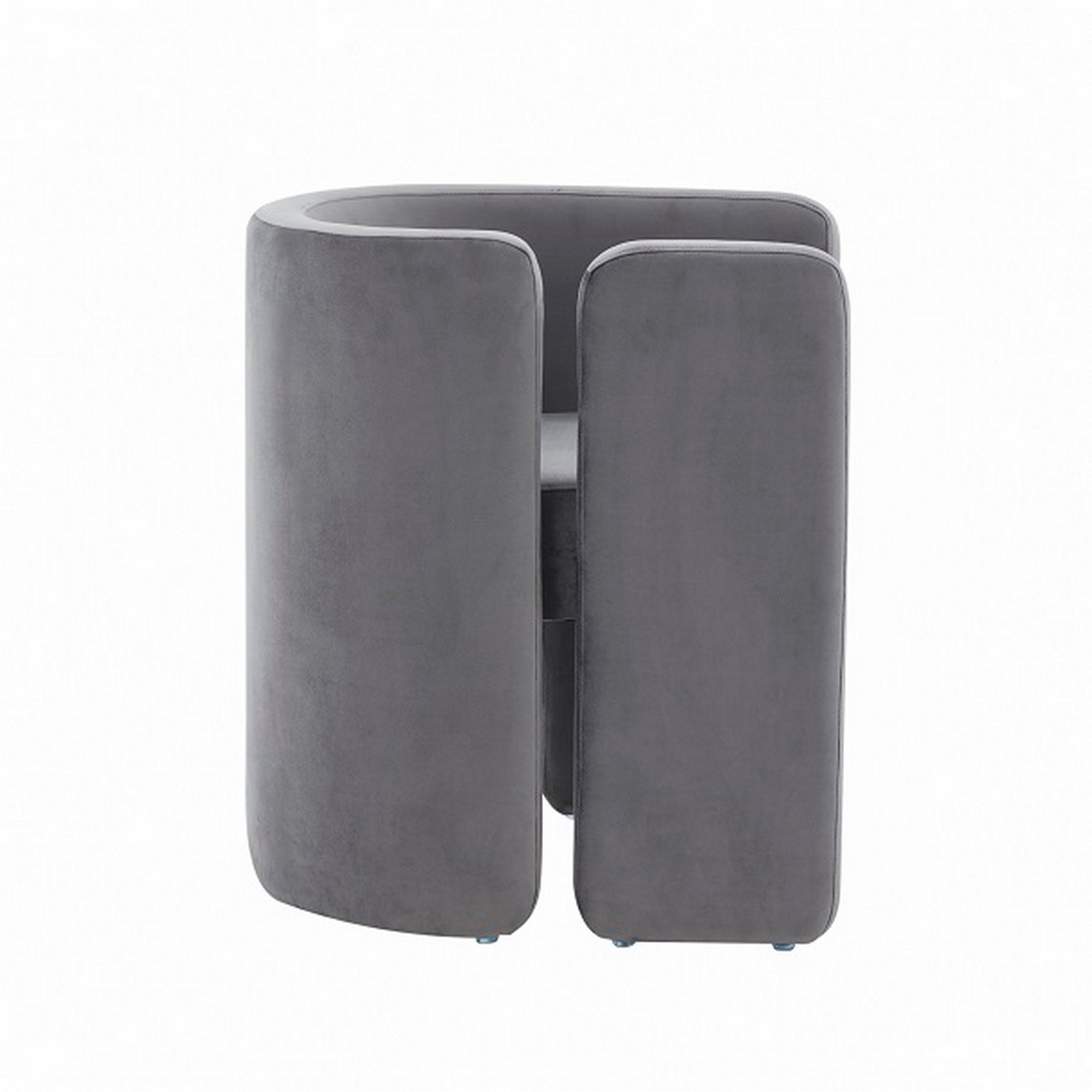 Cid 24 Inch Accent Chair, Soft Gray Velvet, Curved Backrest, Panel Base