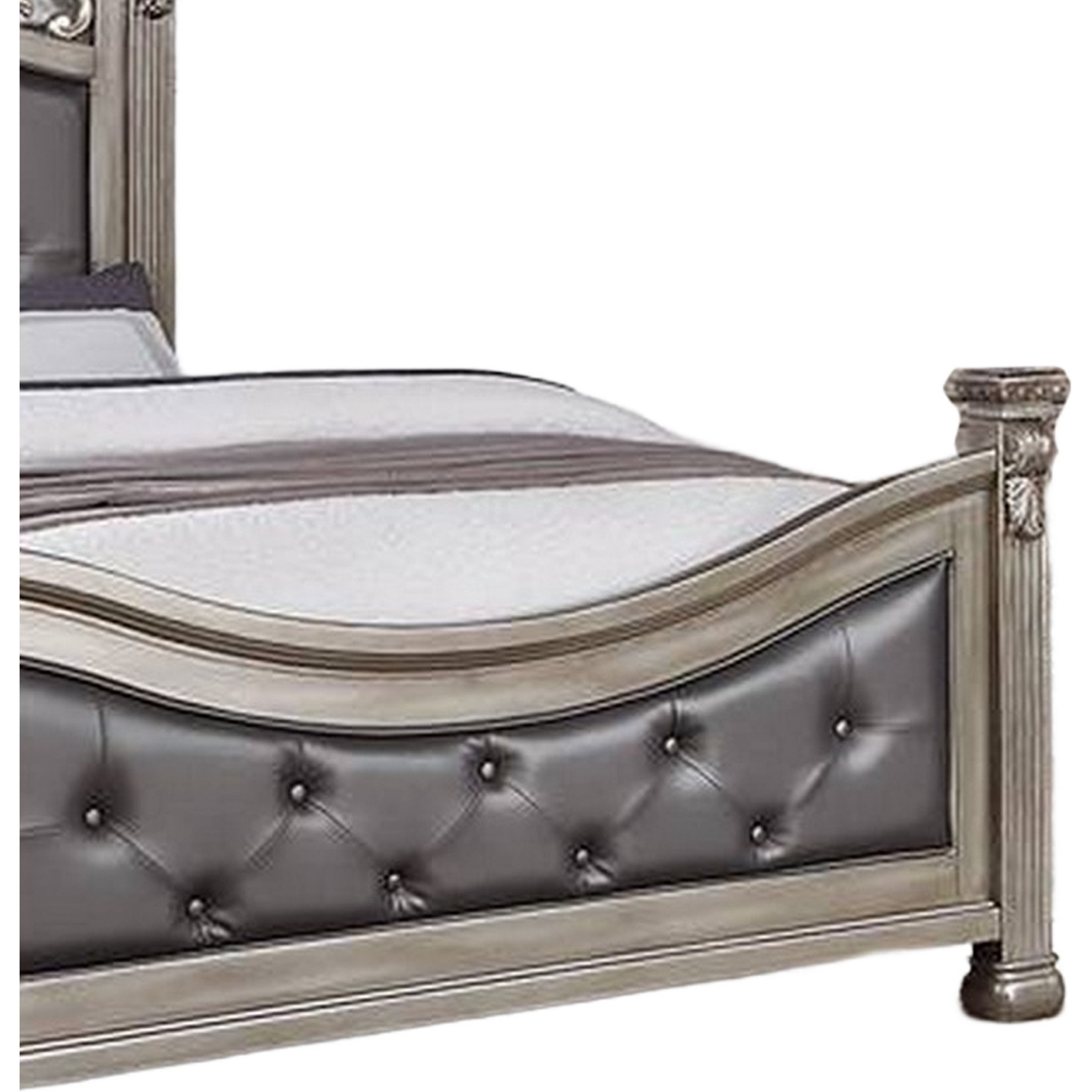 Jax California King Bed, Button Tufted Upholstered Headboard, Champagne