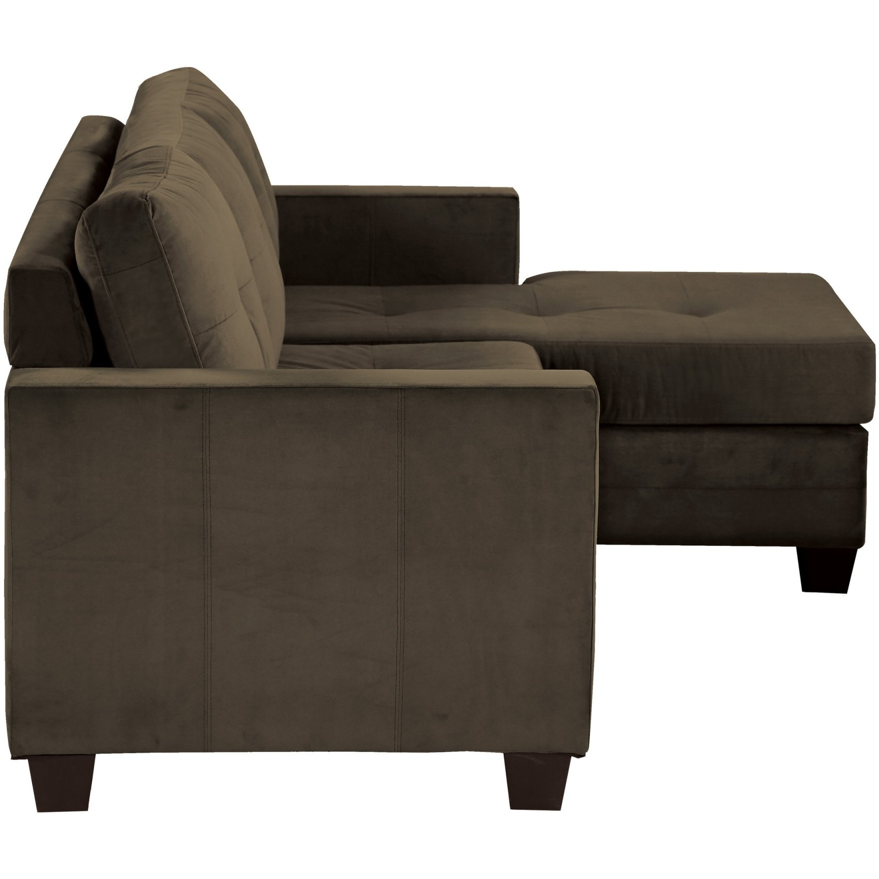 78 Inch Reversible L Shape Sofa Chaise Lounger, Brown Microfiber Fabric