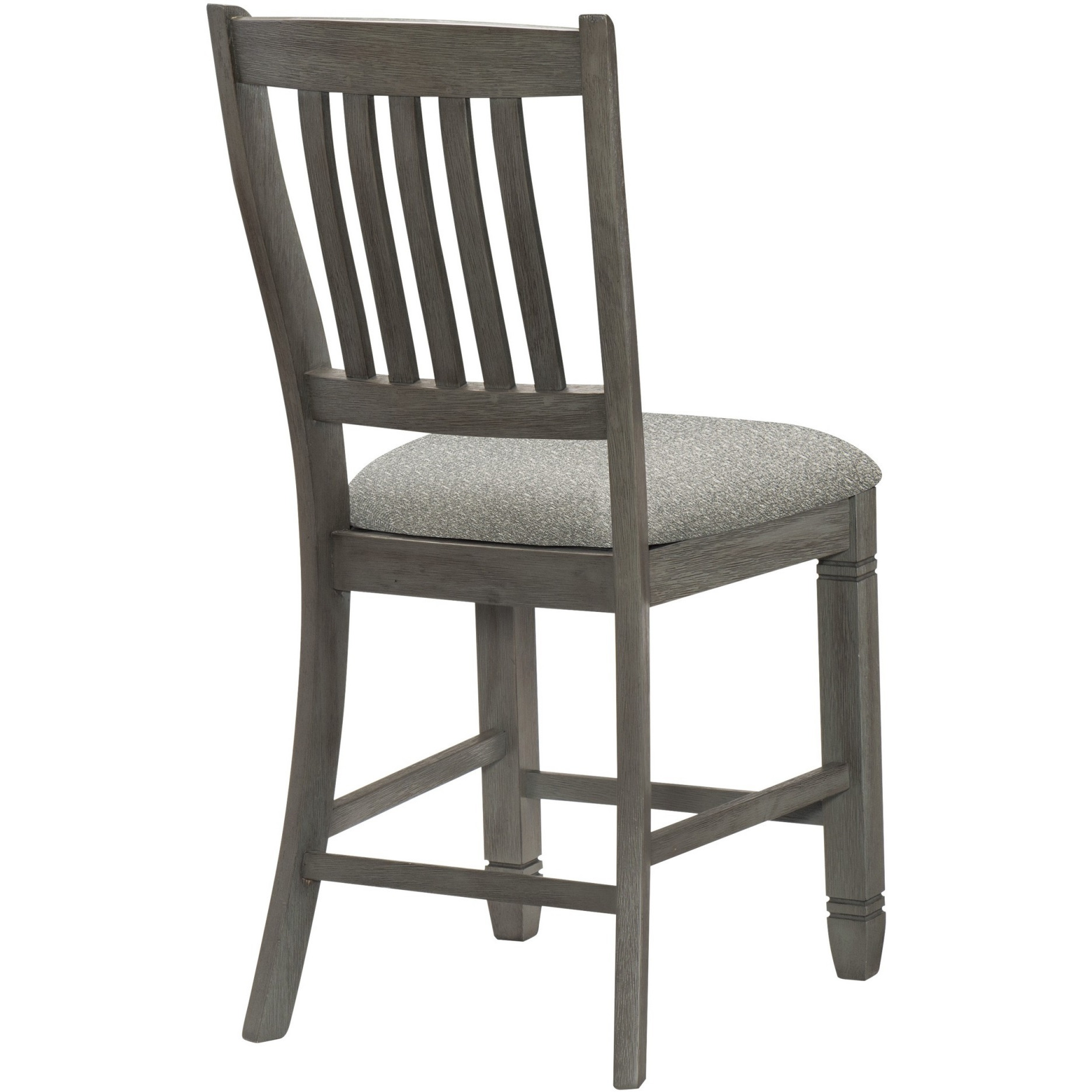 Rome 25 Inch Counter Height Chair, Fabric Seat, Antique Gray Wood, Set of 2