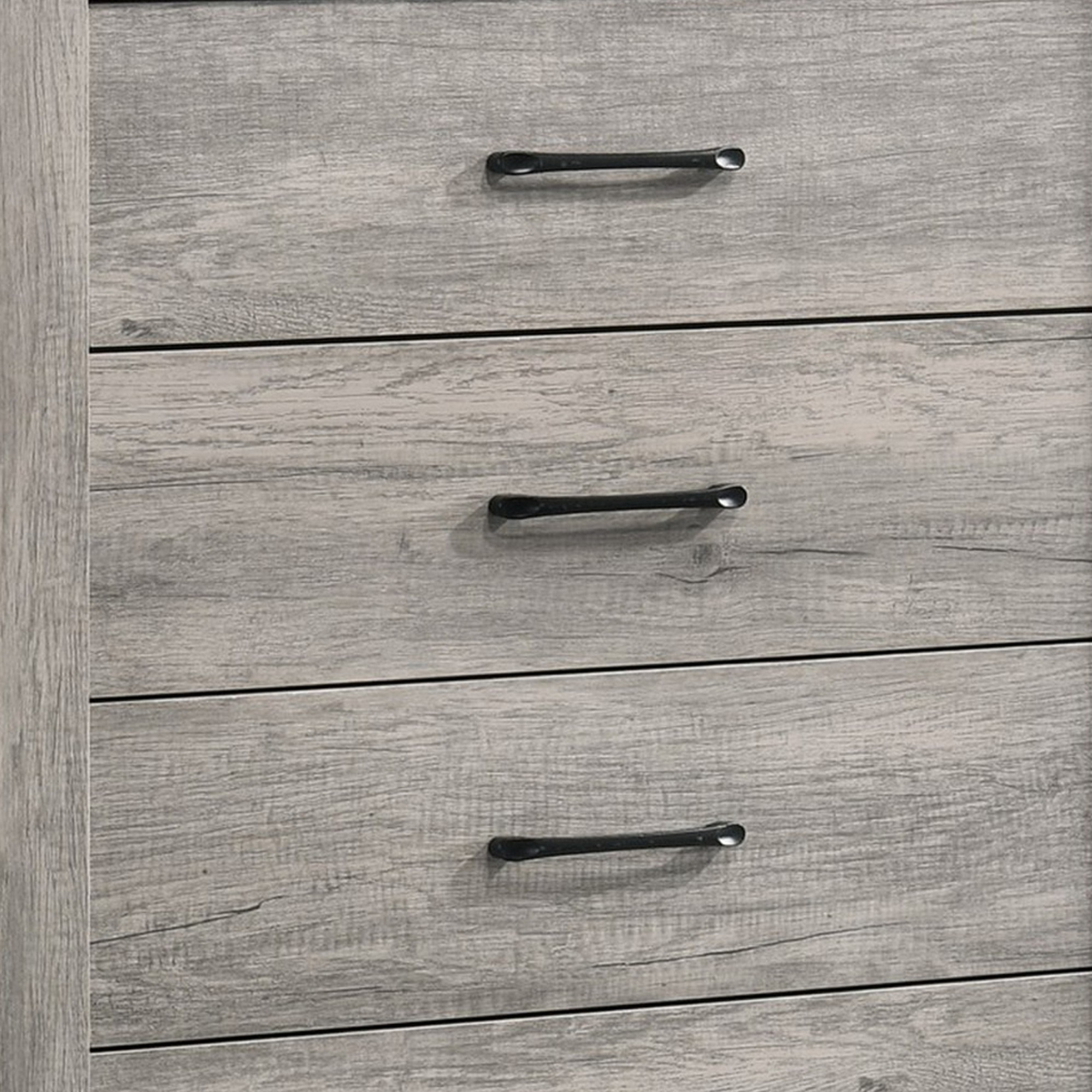 Isha 48 Inch 5 Drawer Tall Dresser Chest with Metal Handles, Driftwood Gray
