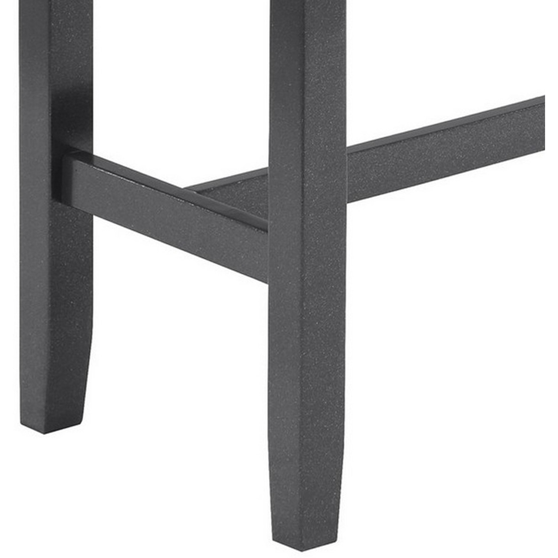 48 Inch Dining Bench, Padded Seat Cushion, Metallic Gray Upholstery, Black