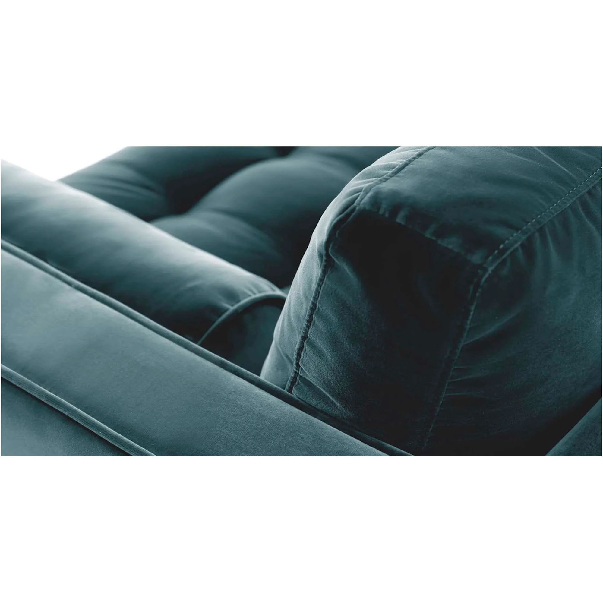 Yuko 88 Inch Loveseat with 2 Rolled Pillows, Soft Blue Velvet Upholstery