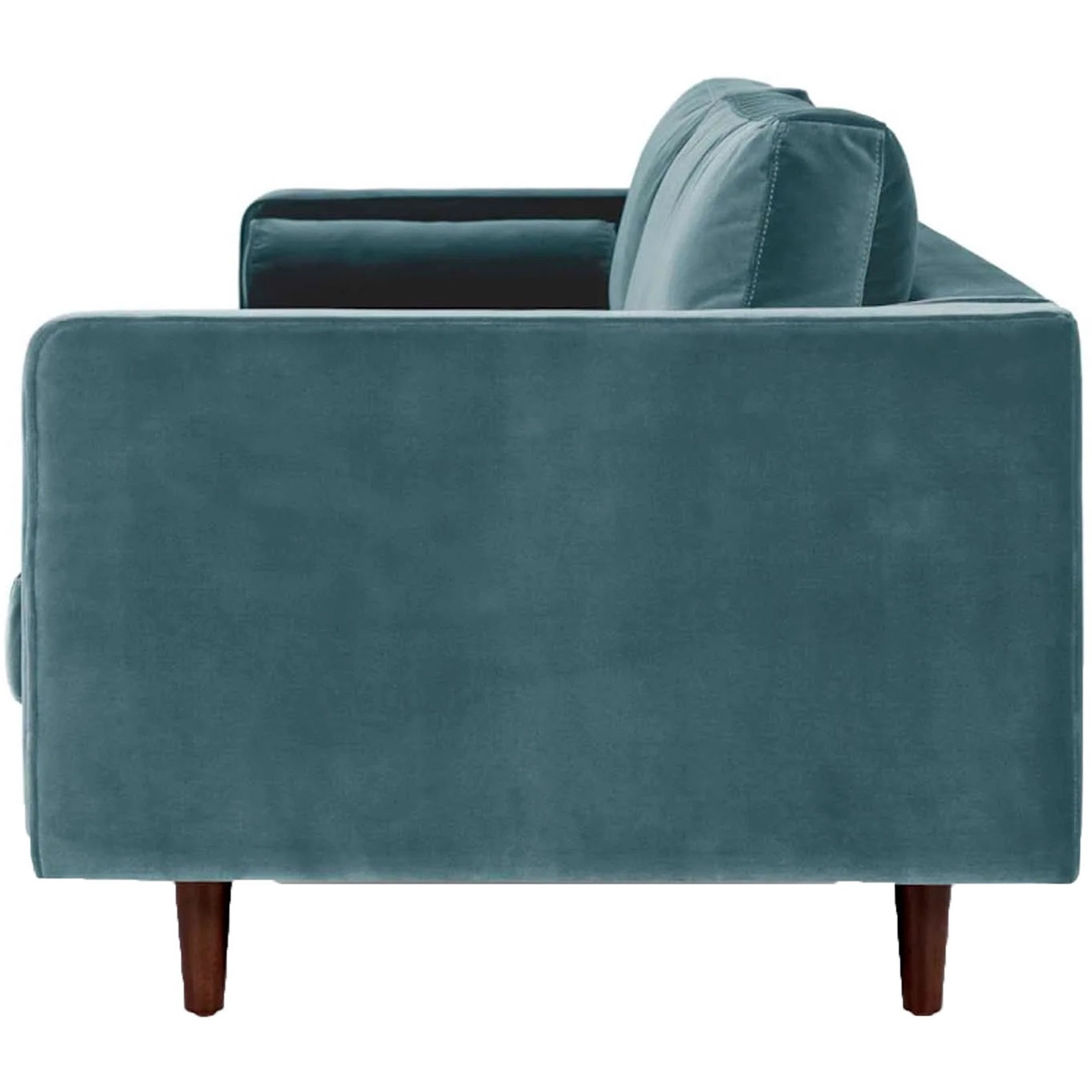 Yuko 88 Inch Loveseat with 2 Rolled Pillows, Soft Blue Velvet Upholstery