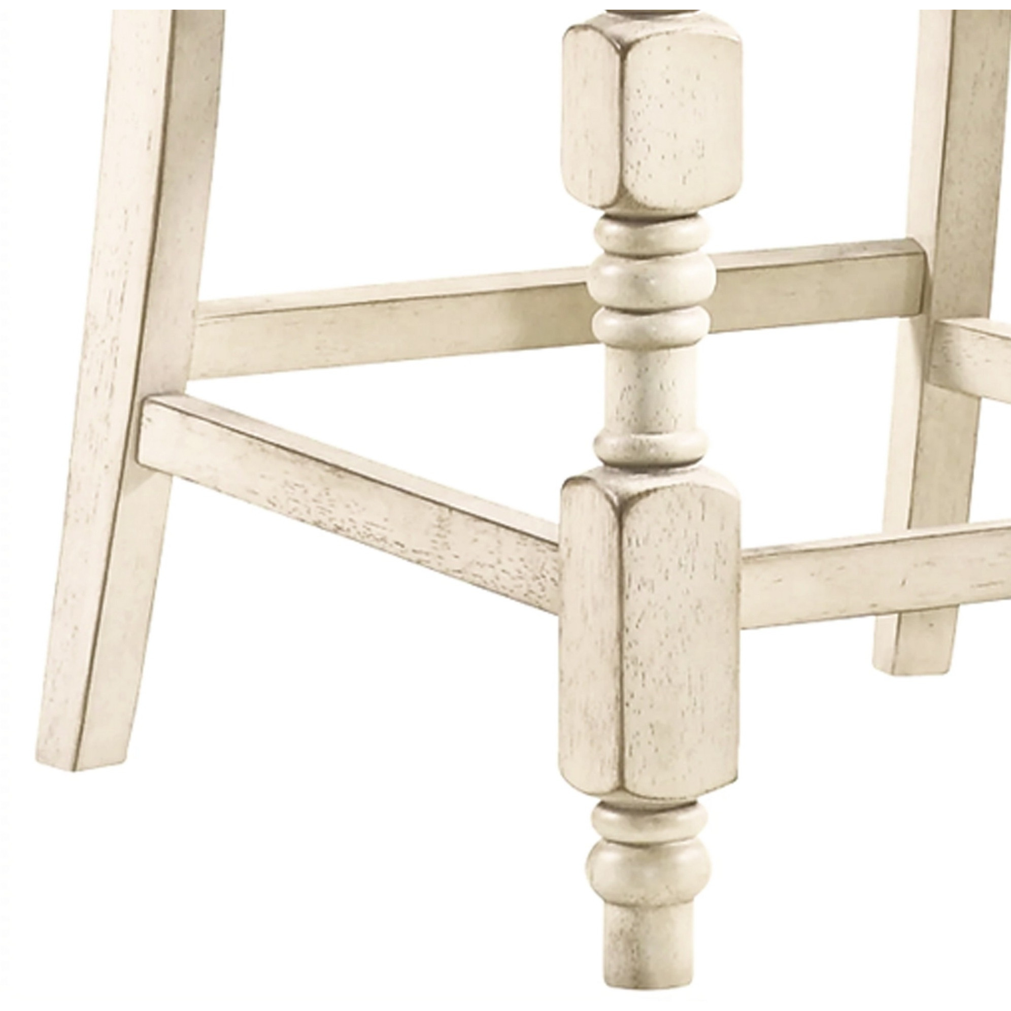 Swan 26 Inch Counter Height Chair, Set of 2, Gray Seat, Ivory Turned Legs