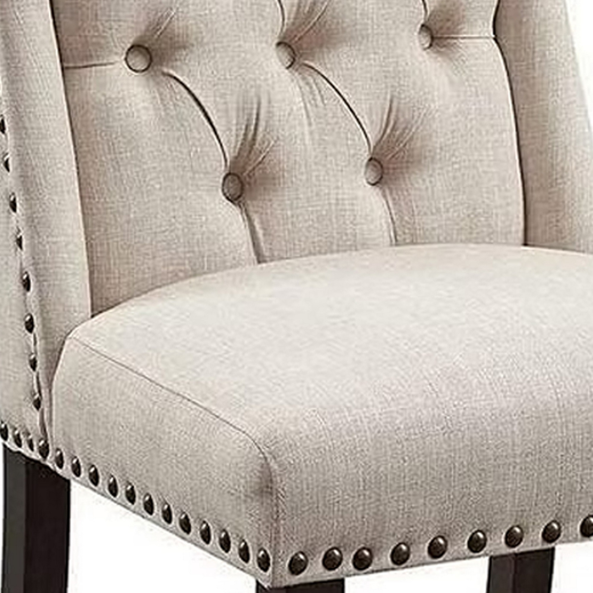 Bega 23 Inch Side Chair, Wingback, Button Tufted, Black, Gray, Set of 2