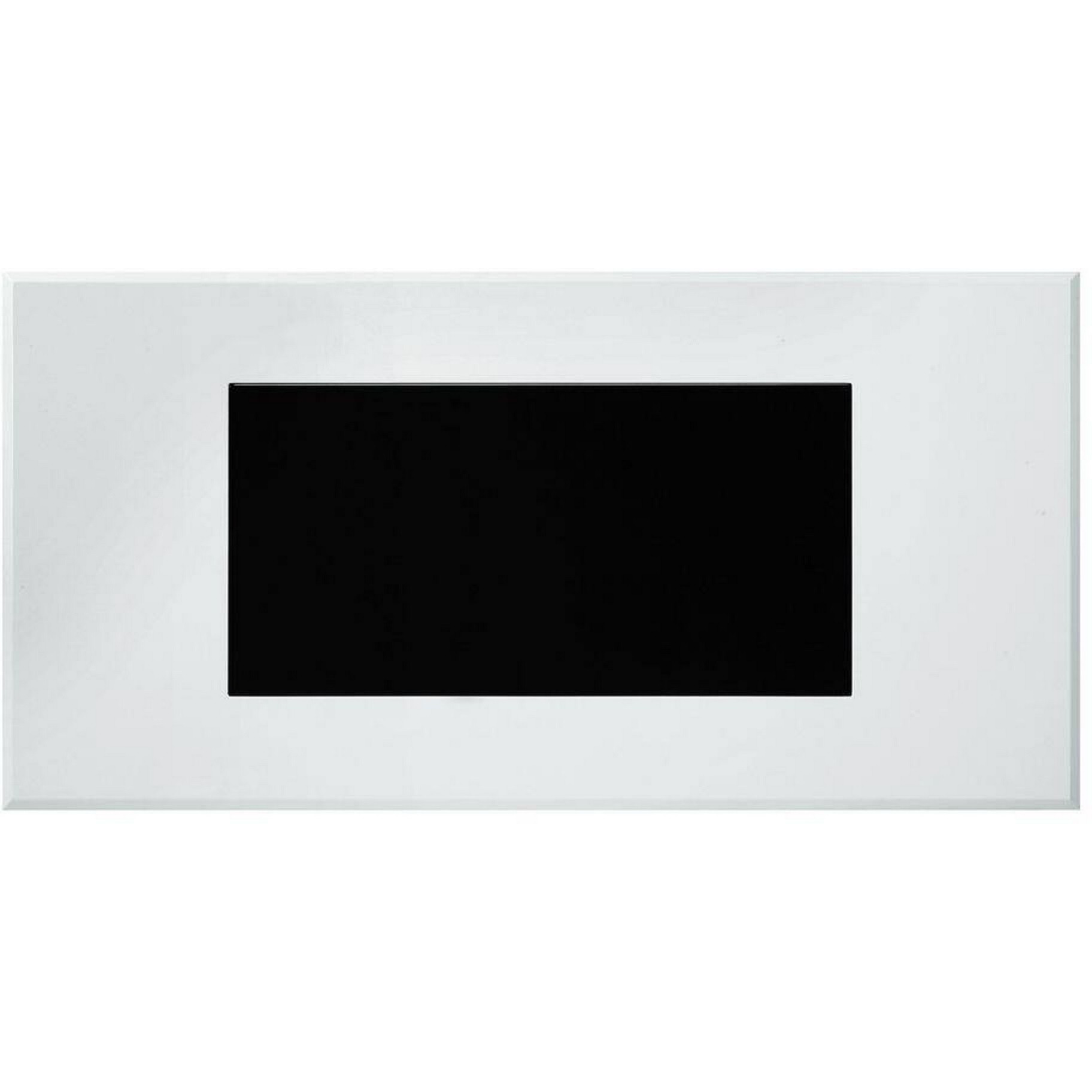 Pera 47 Inch Modern Coffee Table, Black Glass Insert, Geometric, White