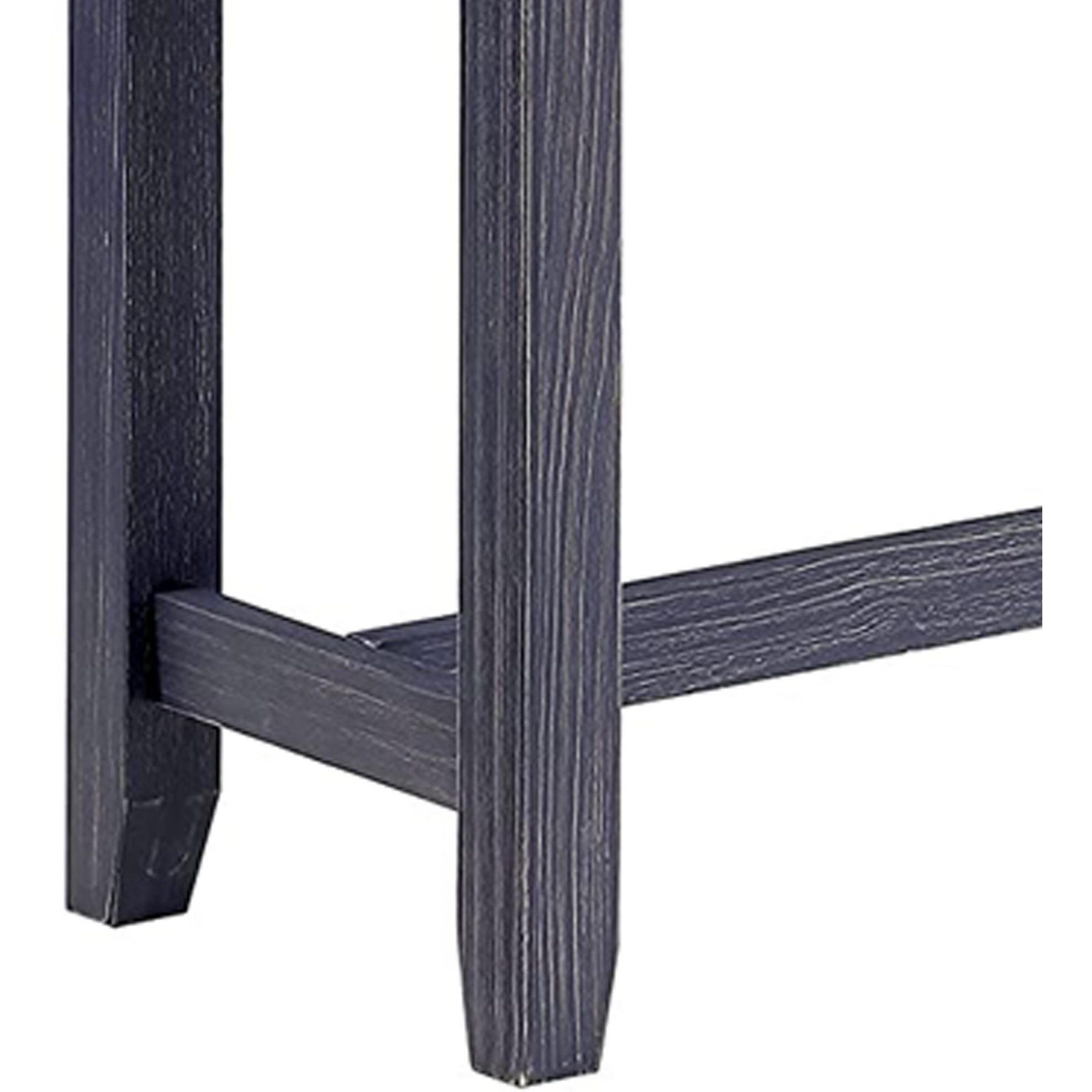 Eala 4 Piece Counter Height Table and Stool Set, Blue Wood, Gray Fabric