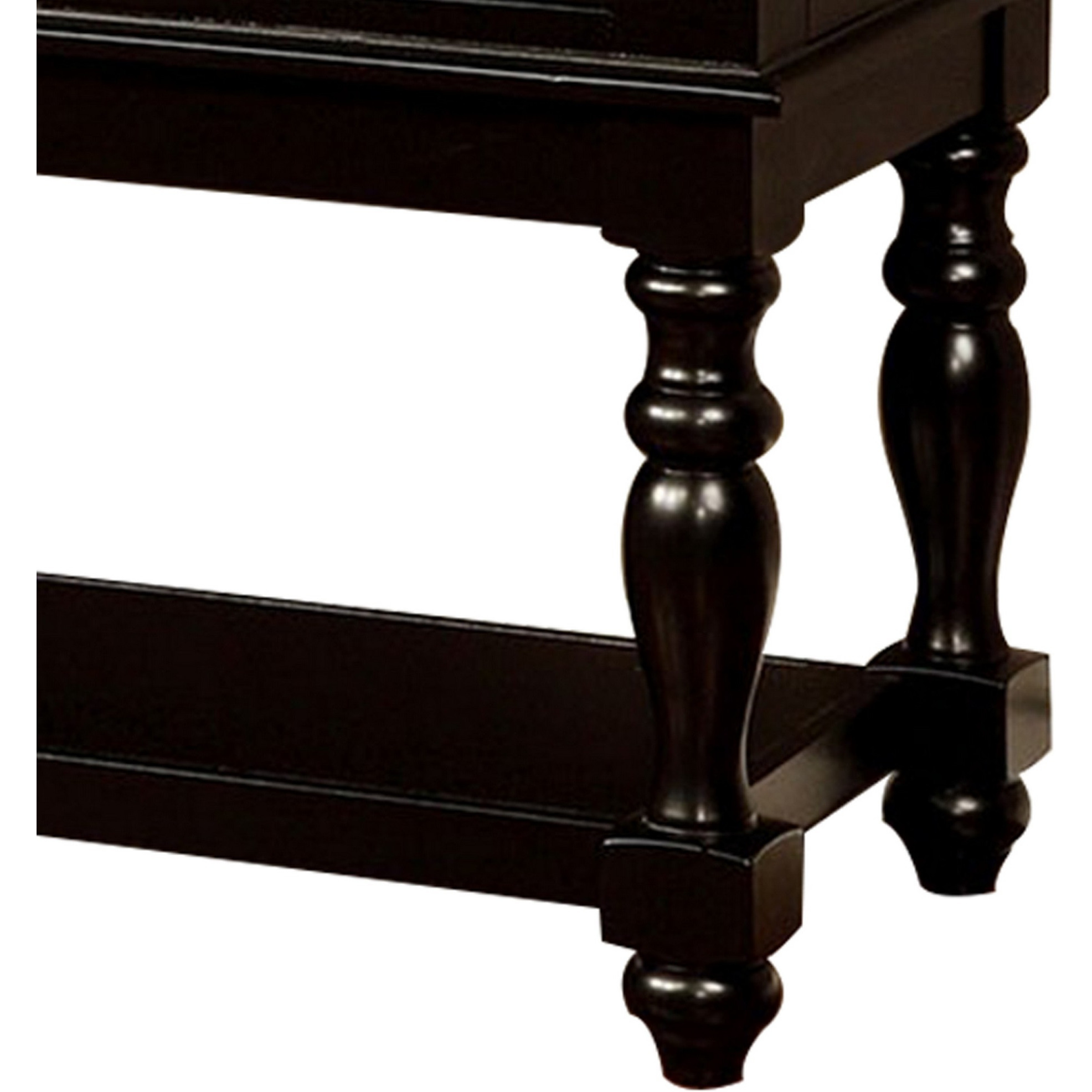 Fritz 52 Inch Server, 2 Cabinets, 2 Drawers, Black, Oak Brown, Turned Legs
