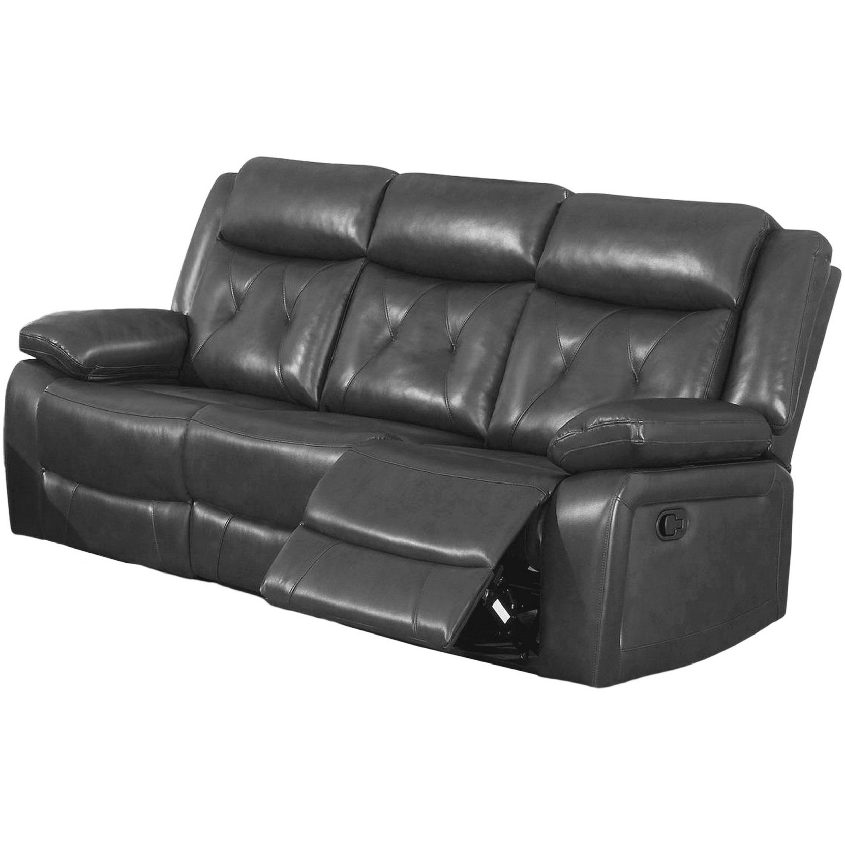 Nuna 88 Inch Manual Reclining Sofa, Pull Tab Footrest Mechanism, Gray