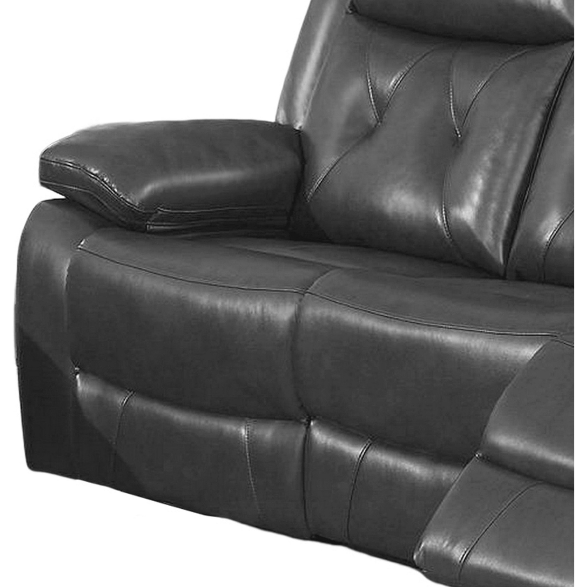 Nuna 88 Inch Manual Reclining Sofa, Pull Tab Footrest Mechanism, Gray