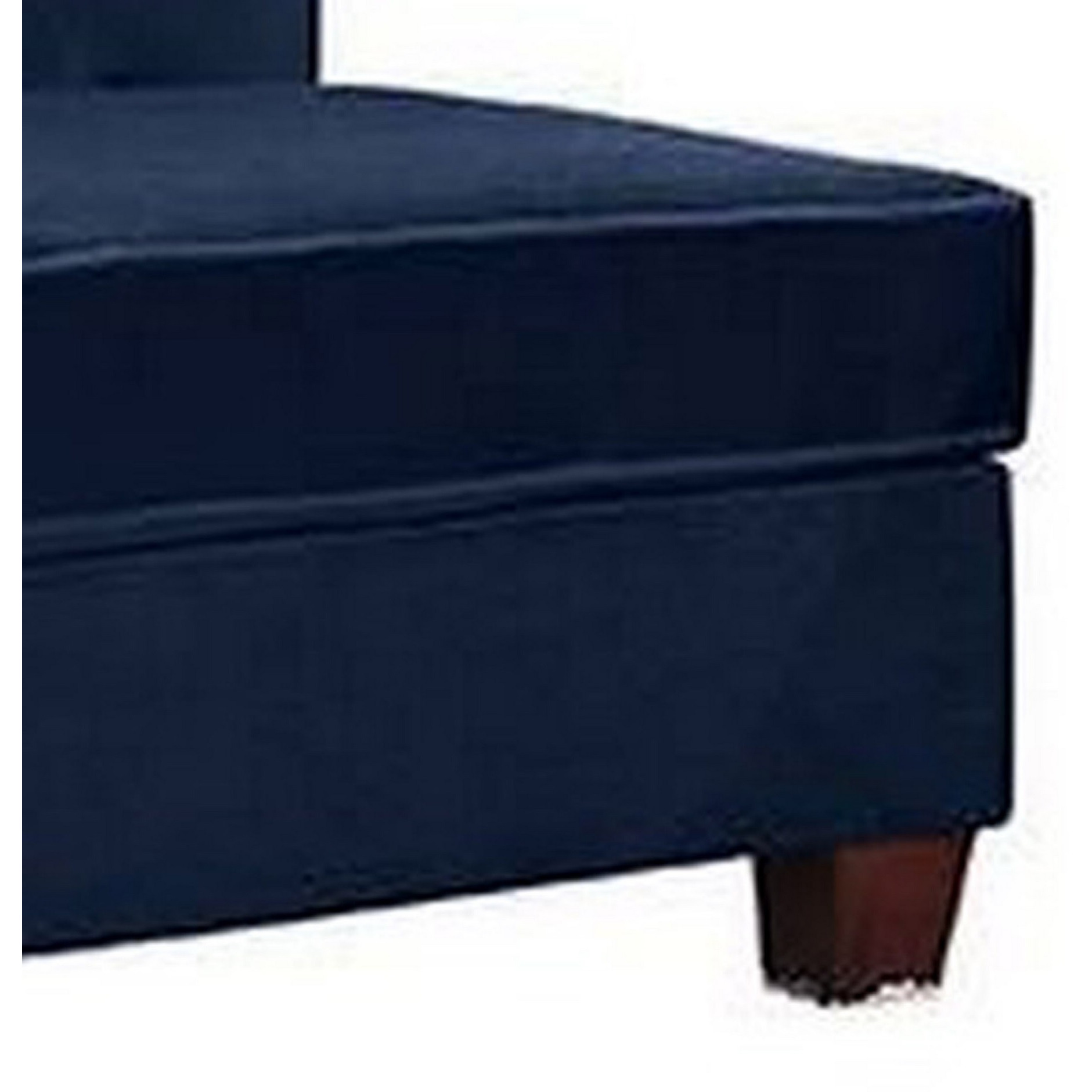 Mina 58 Inch One Arm Reversible Chaise, 2 Pillows, Nailhead Trim, Indigo