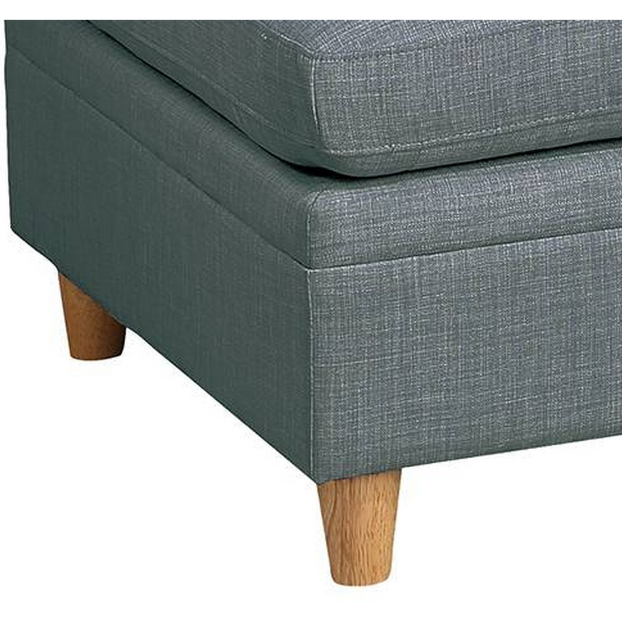 37 Inch Ottoman, Padded Square Seat, Smooth Steel Gray Dorris Fabric