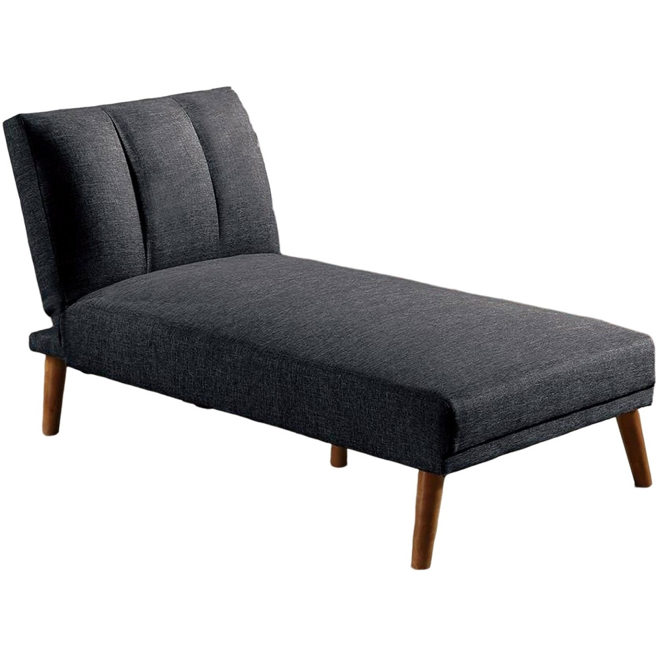 Dora 62 Inch Modern Adjustable Chaise Lounger with Channel Tufting, Black
