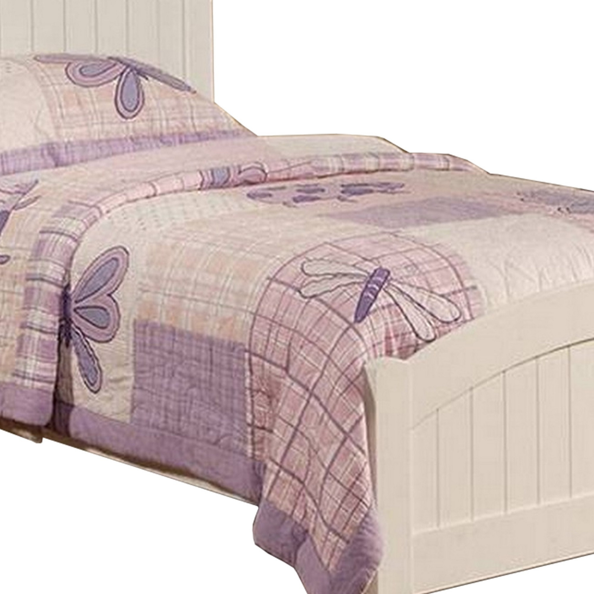 Shov Full Size Bed, Arched Headboard, Classic White Wood Construction