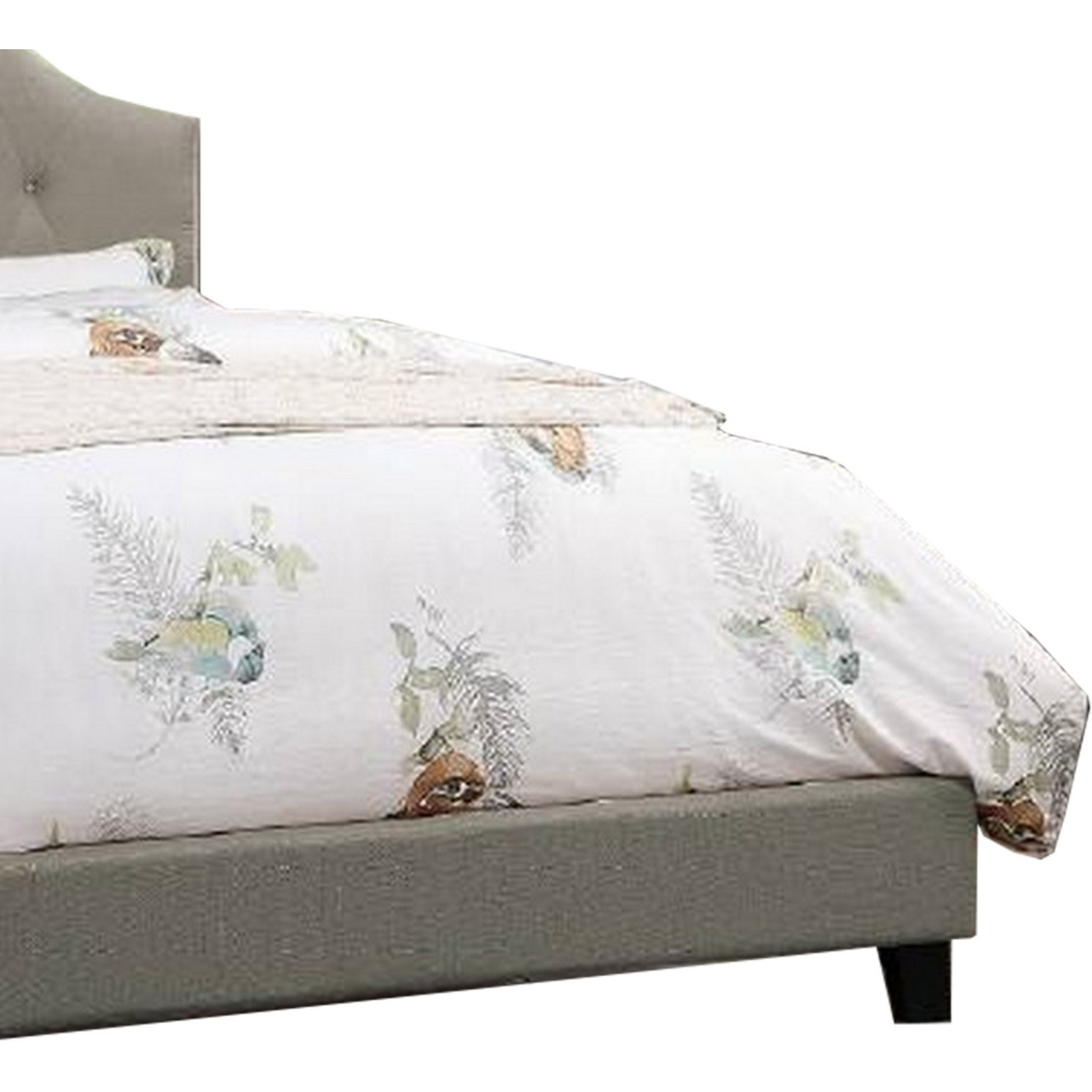 Eni Upholstered Full Size Bed, Tufted Adjustable Headboard, Gray Fabric