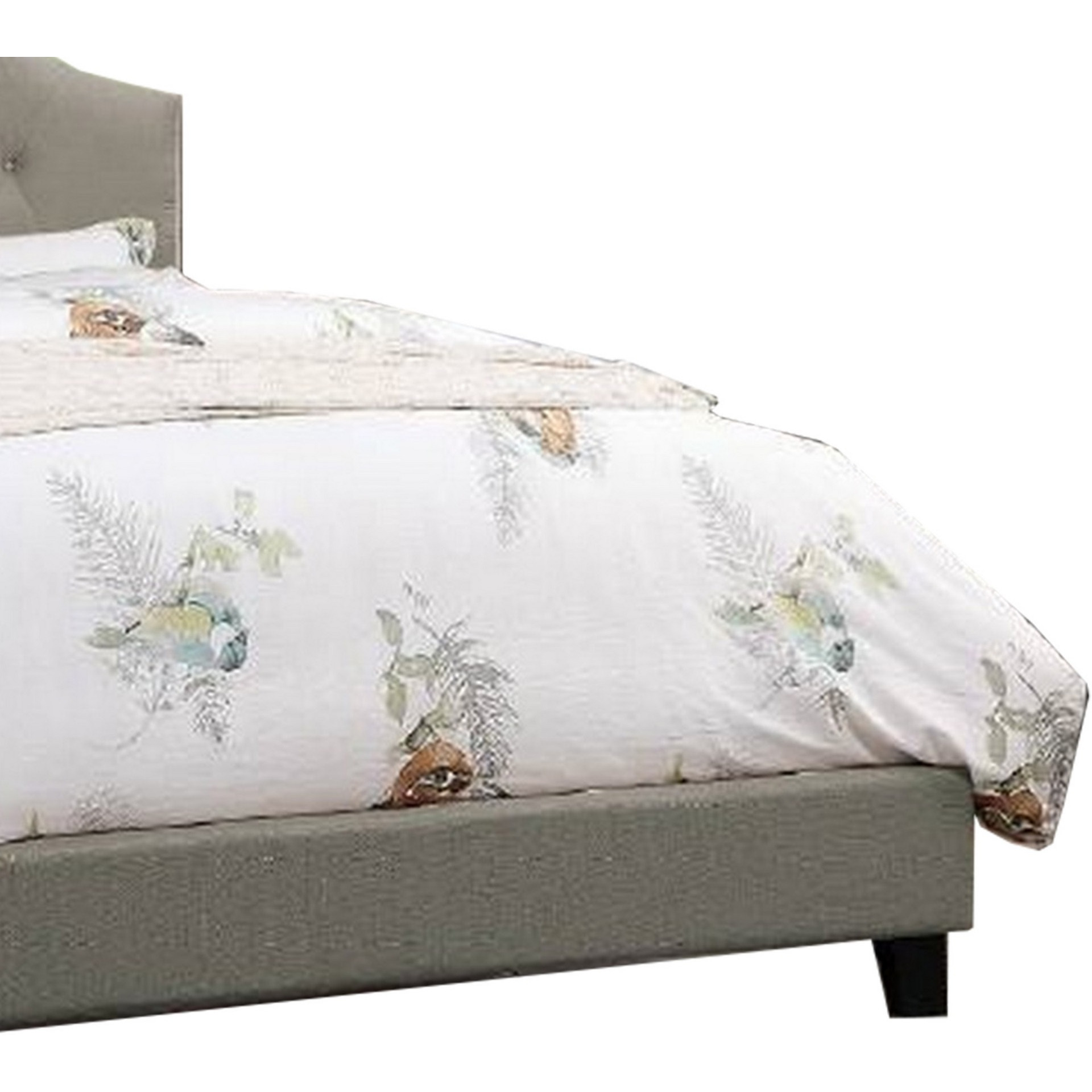 Eni Upholstered California King Size Bed, Tufted Adjustable Headboard, Gray