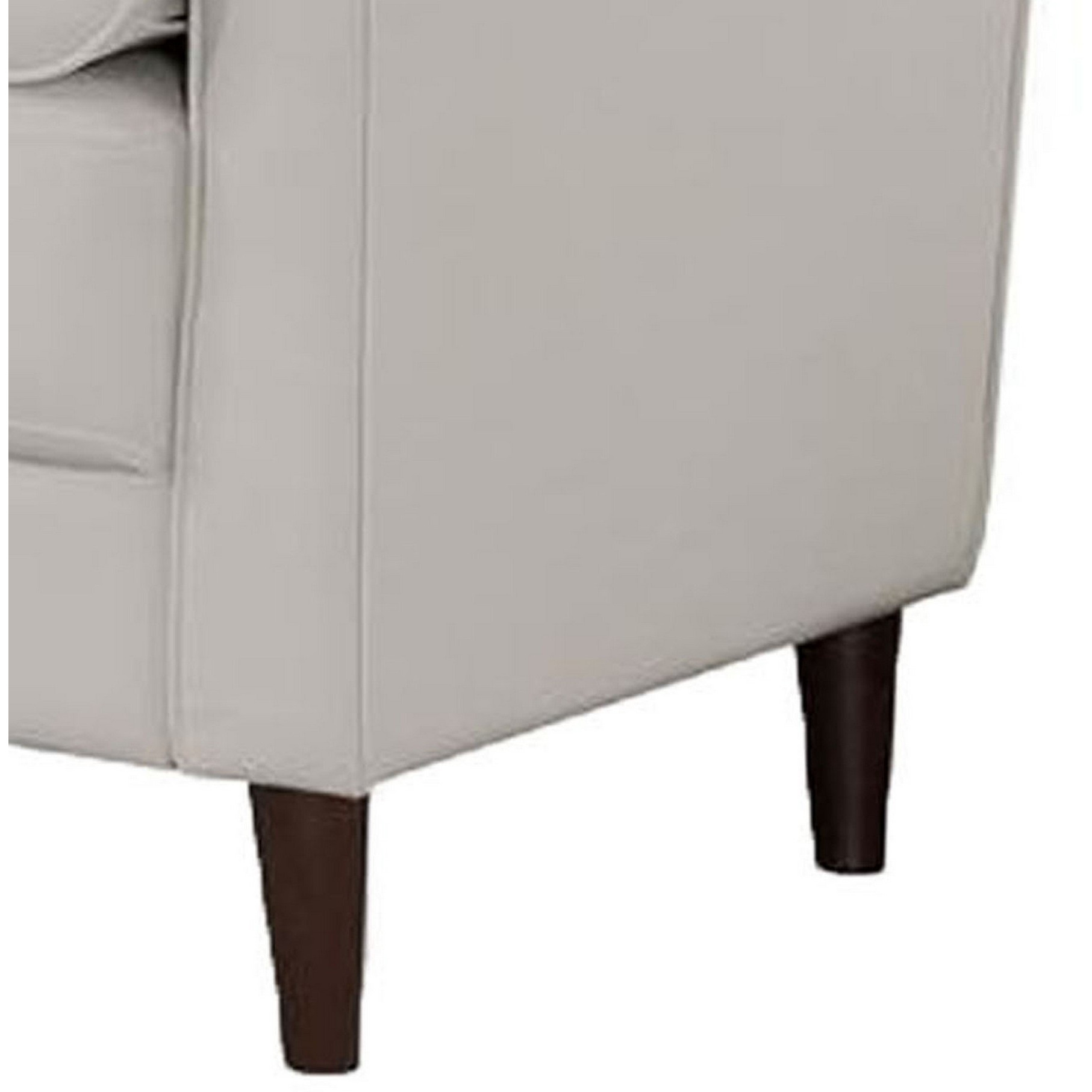 Quzi 52 Inch Loveseat, USB Port, Bolster Pillows, Tapered Legs, Off White