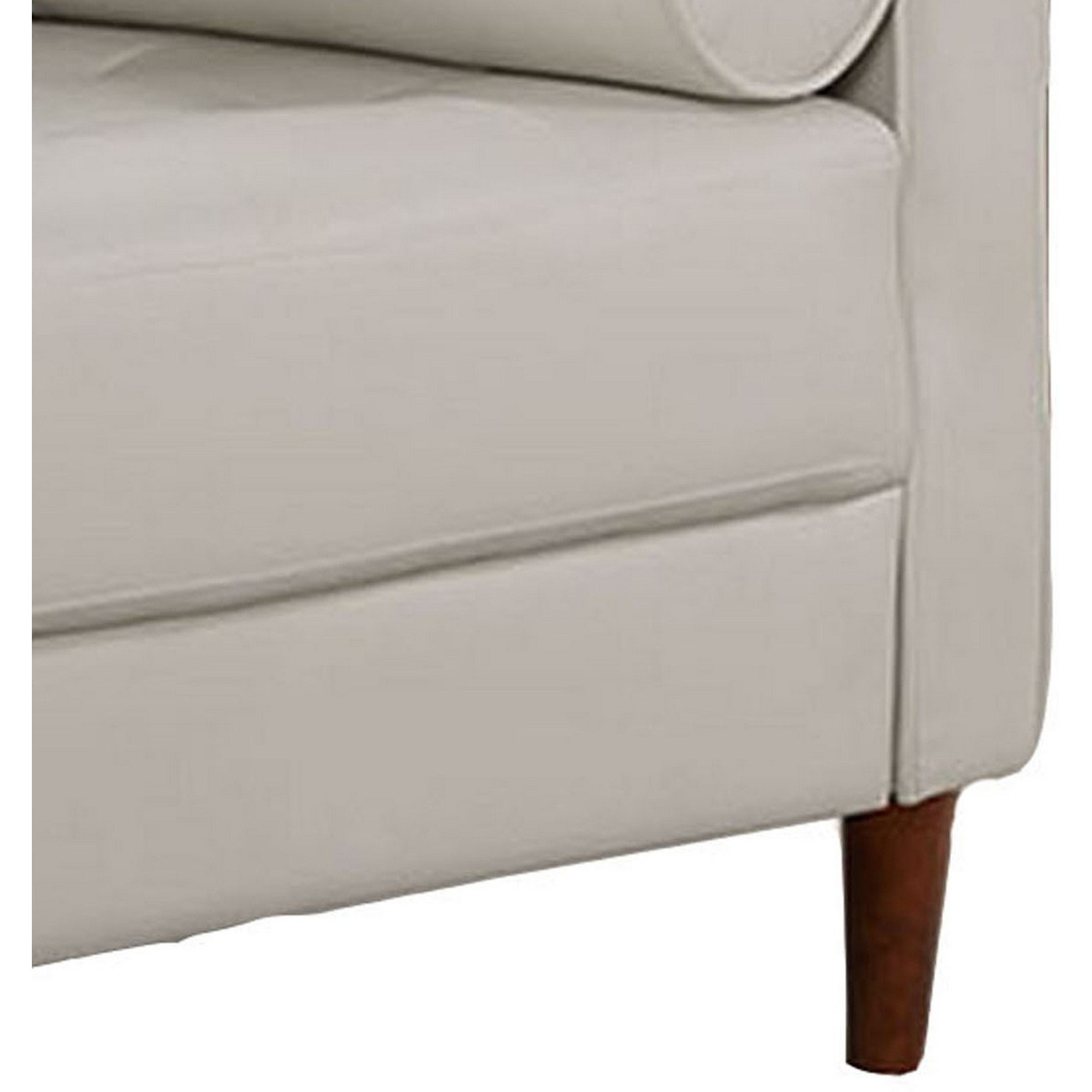 Quzi 40 Inch Chair, USB Charger, Bolster Pillows, Tapered Legs, Off White