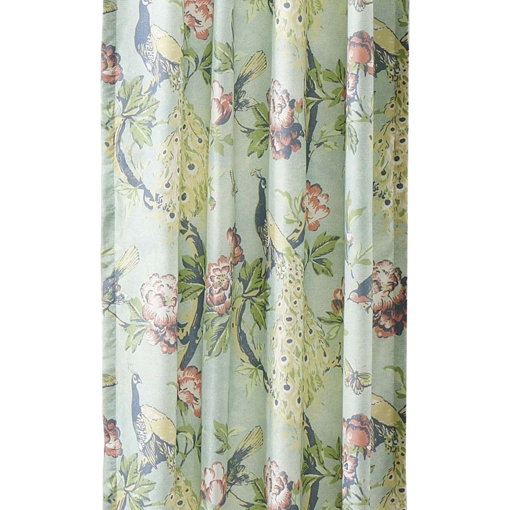 Eden 84 Inch WIndow Curtains, Butterflies and Songbirds, Green Microfiber