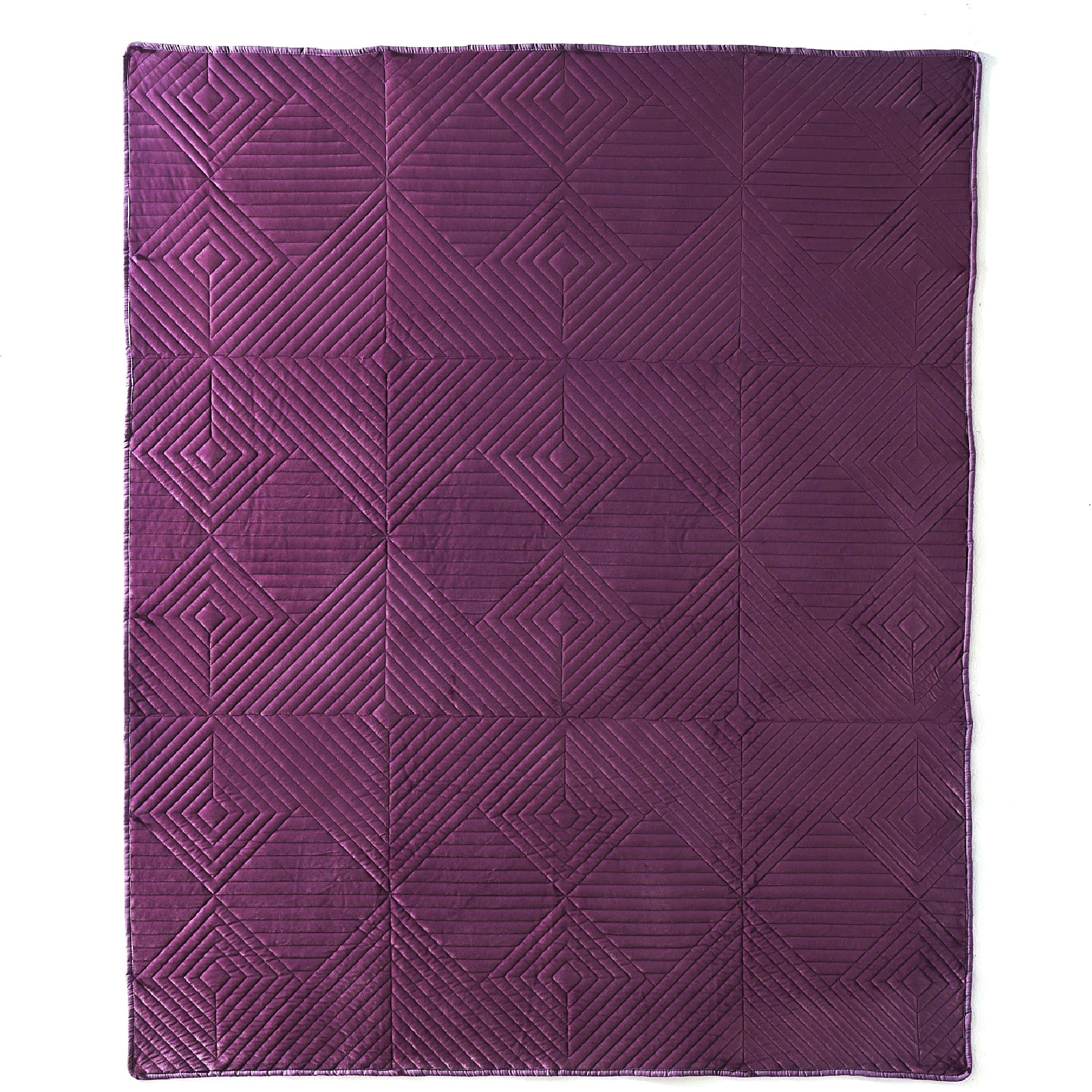 Rio 60 Inch Quilted Throw Blanket, Diamond Stitching, Purple Dutch Velvet