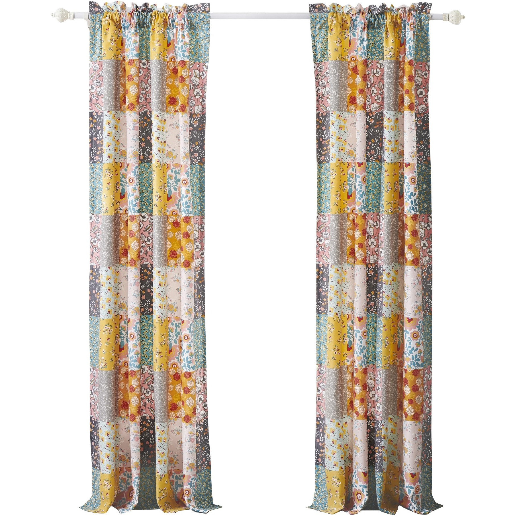 Turin 84 Inch Window Curtains, Brushed Microfiber, Multicolor Patchwork