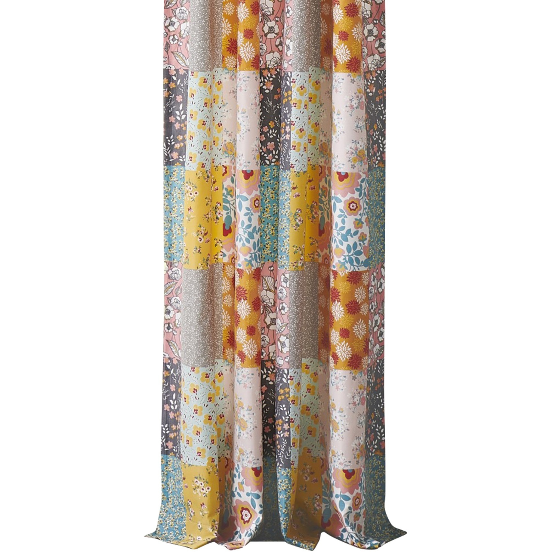 Turin 84 Inch Window Curtains, Brushed Microfiber, Multicolor Patchwork
