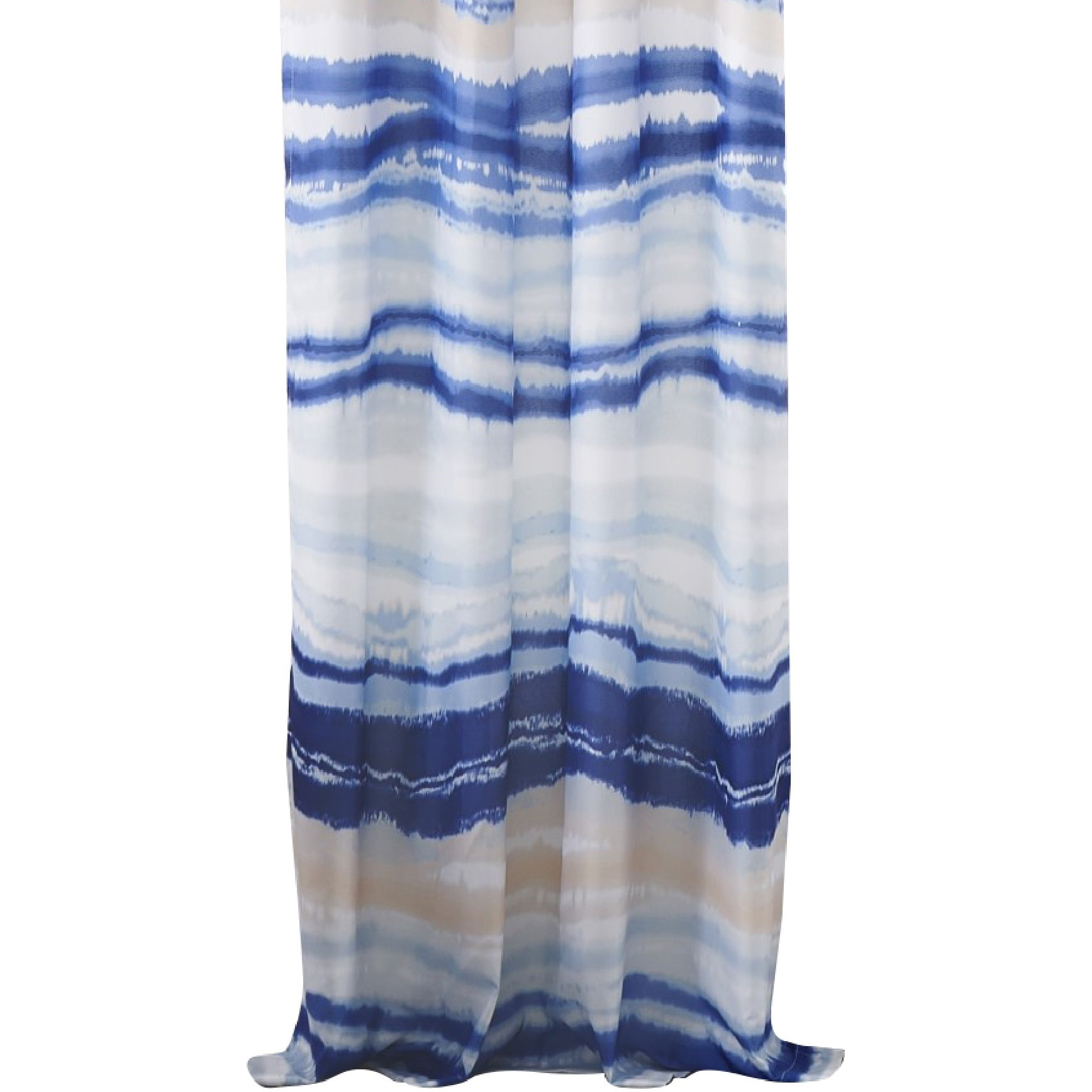 Oda 84 Inch Window Curtains, Microfiber Polyester, Blue Ocean Wave Print