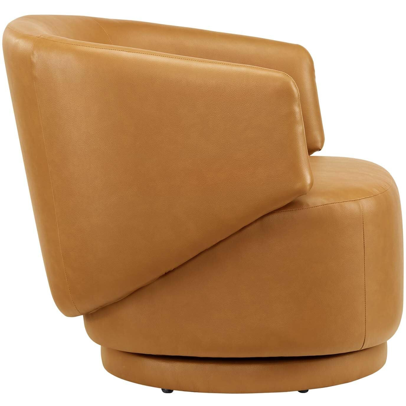 Celestia Vegan Leather Fabric and Wood Swivel Chair