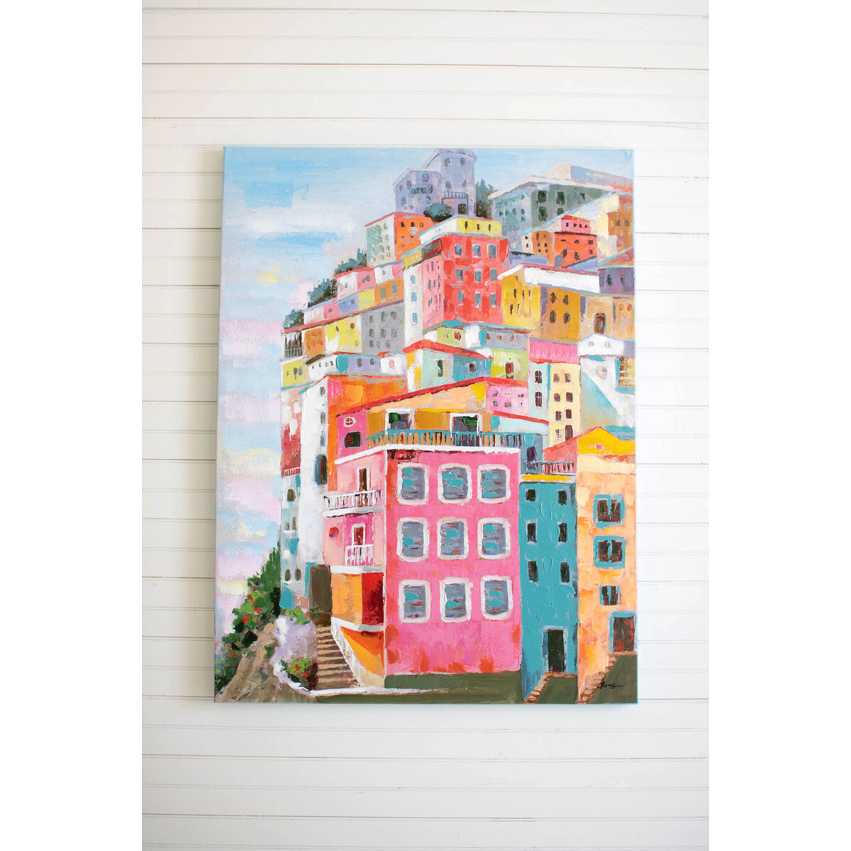 COLORFUL HOUSES OIL PAINTING