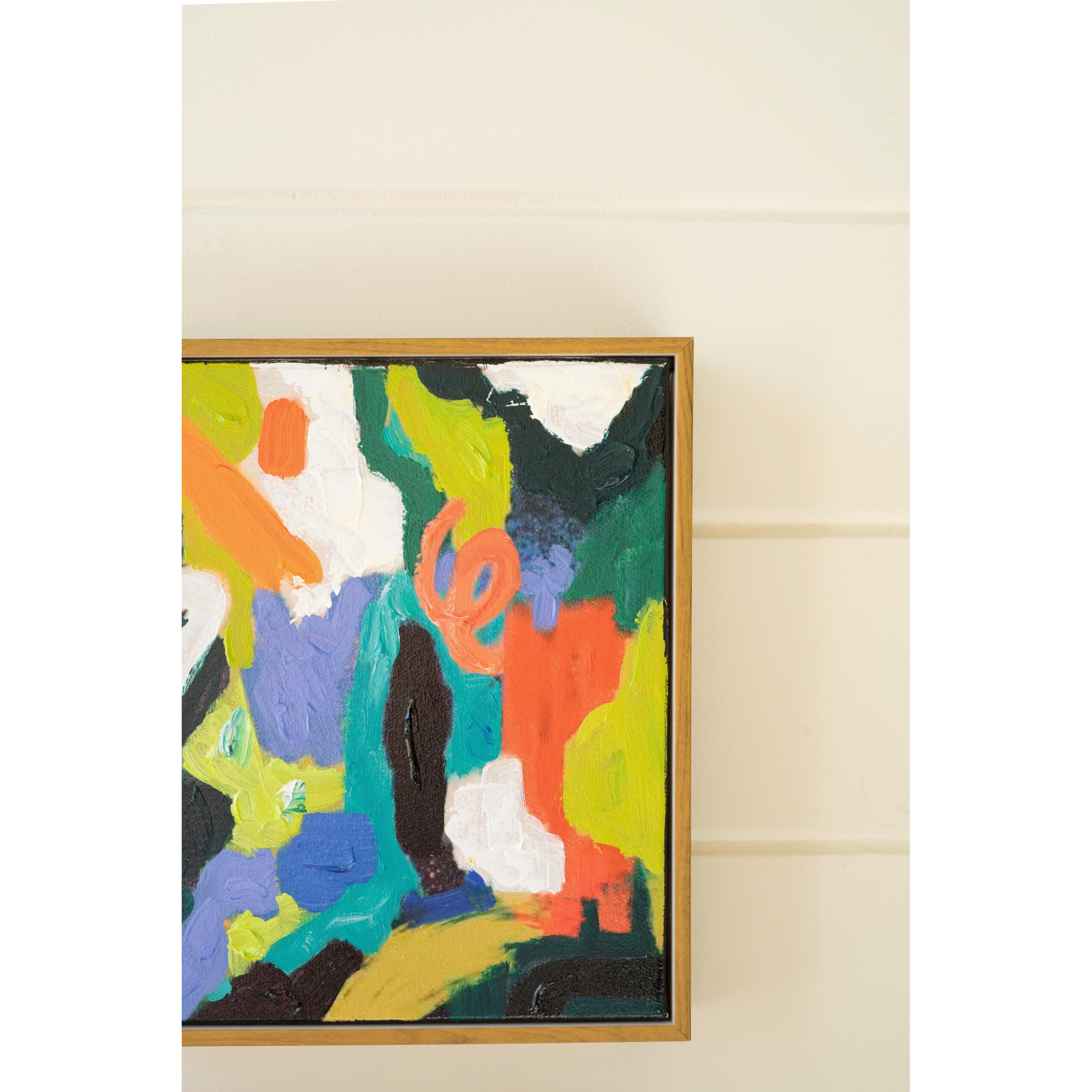 SET OF FOUR FRAMED COLORFUL ABSTRACT OIL PAINTINGS