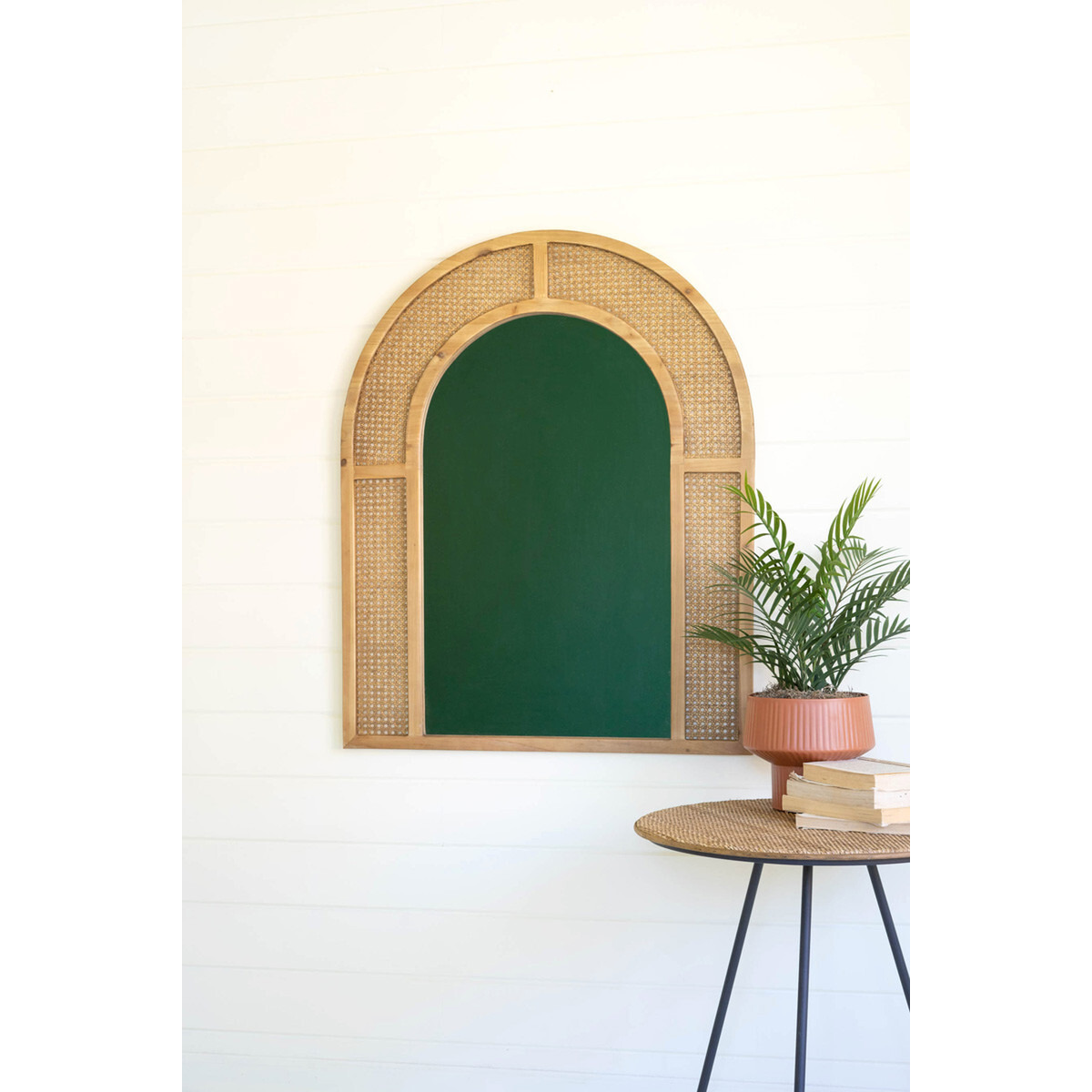 WOVEN ARCHED RATTAN FRAMED WALL MIRROR - SMALL