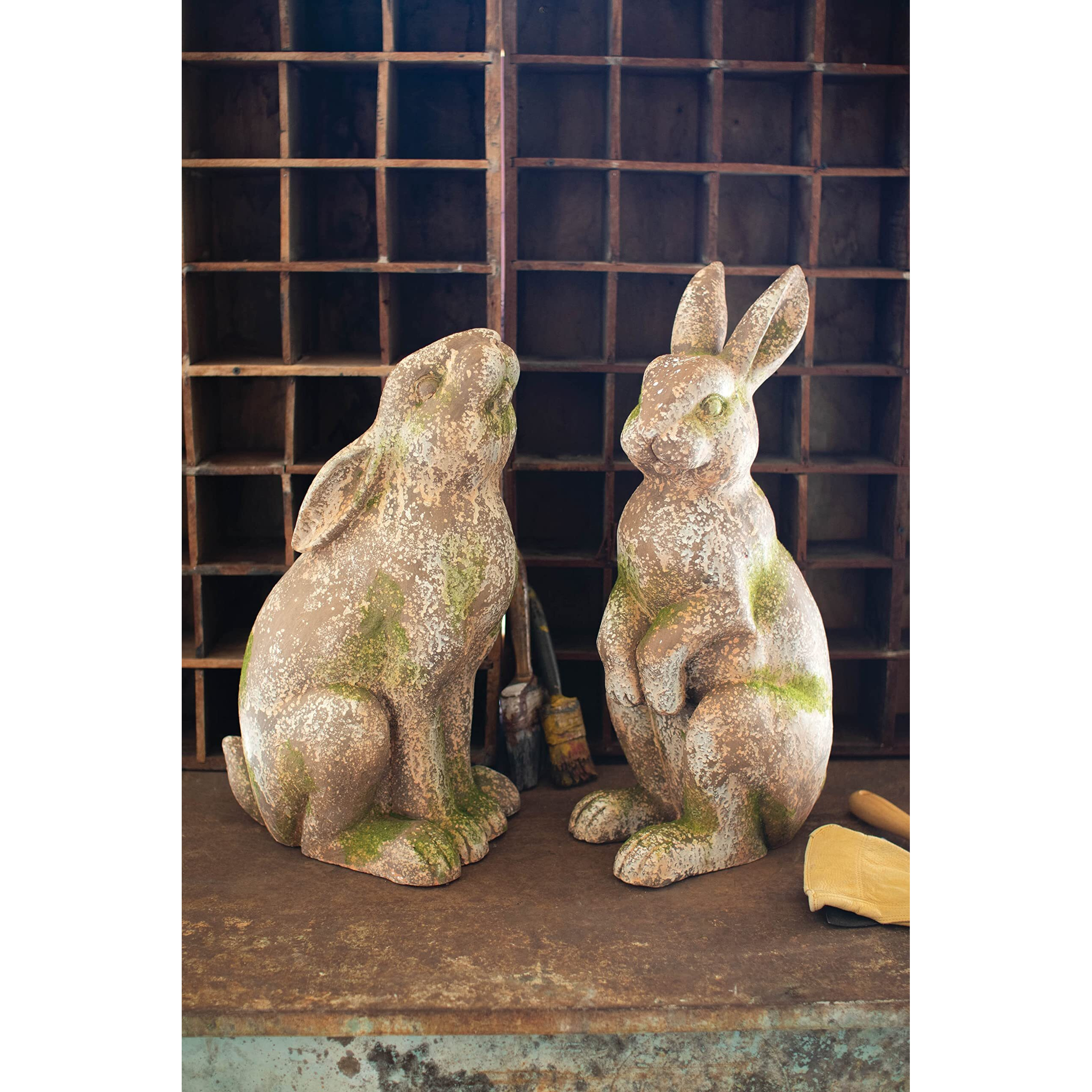 FAUX CONCRETE RABBIT - HEAD UP
