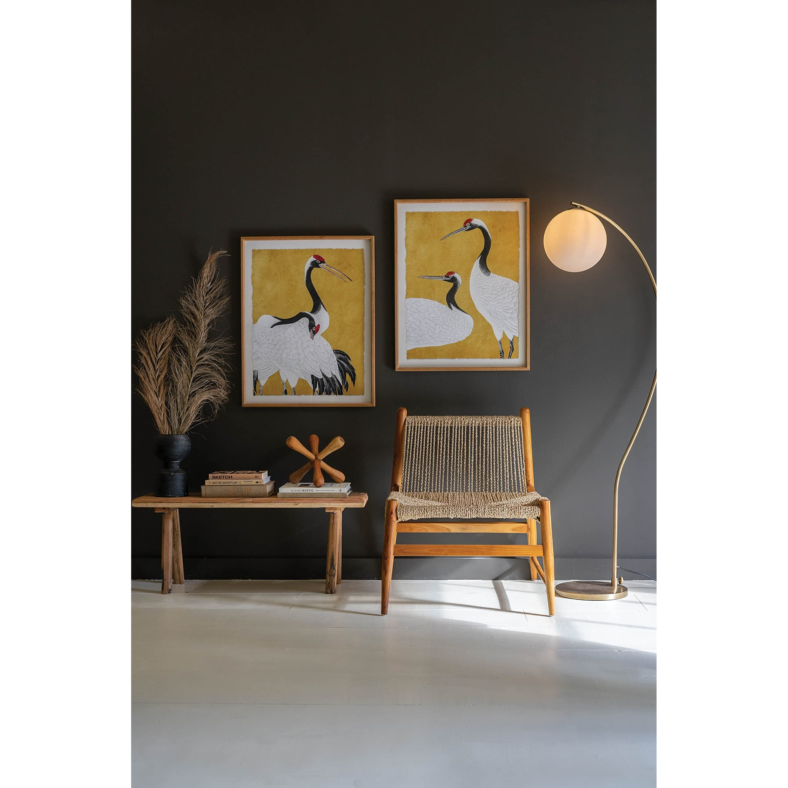 SET 2 FRAMED PRINTS UNDER GLASS -BLACK WHITE AND RED HERONS