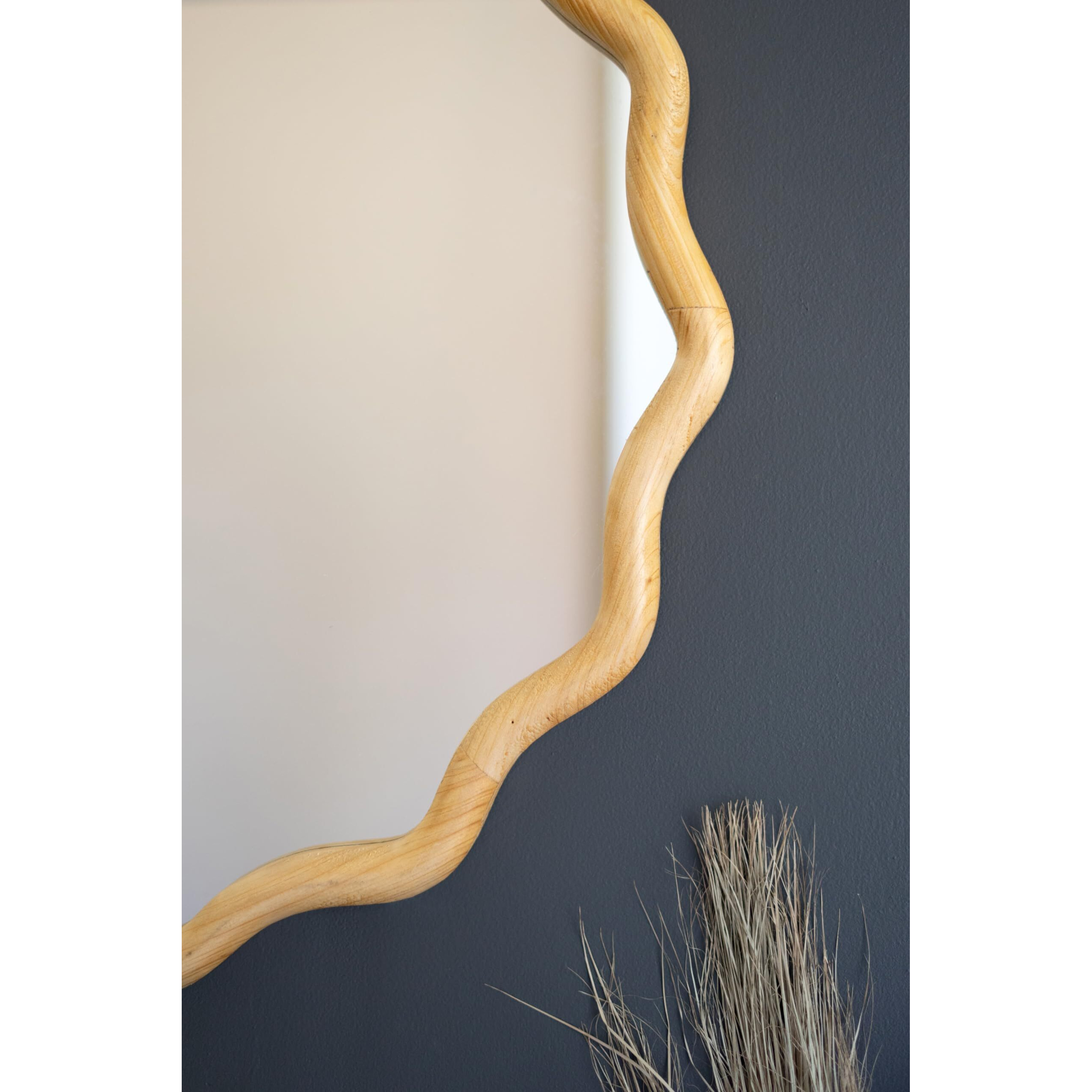 SQUIGGLE WOOD CIRCLE FRAMED  MIRROR