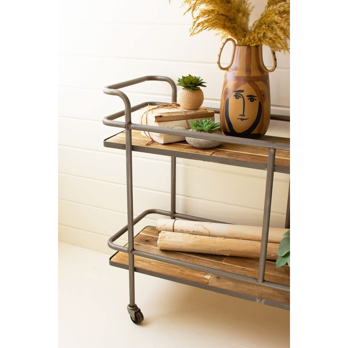 ROLLING WOOD AND IRON CART