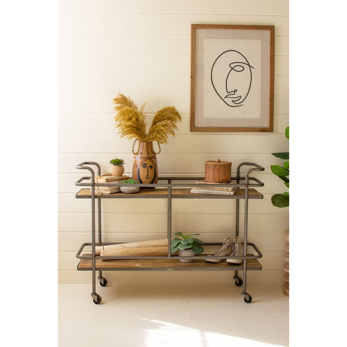 ROLLING WOOD AND IRON CART