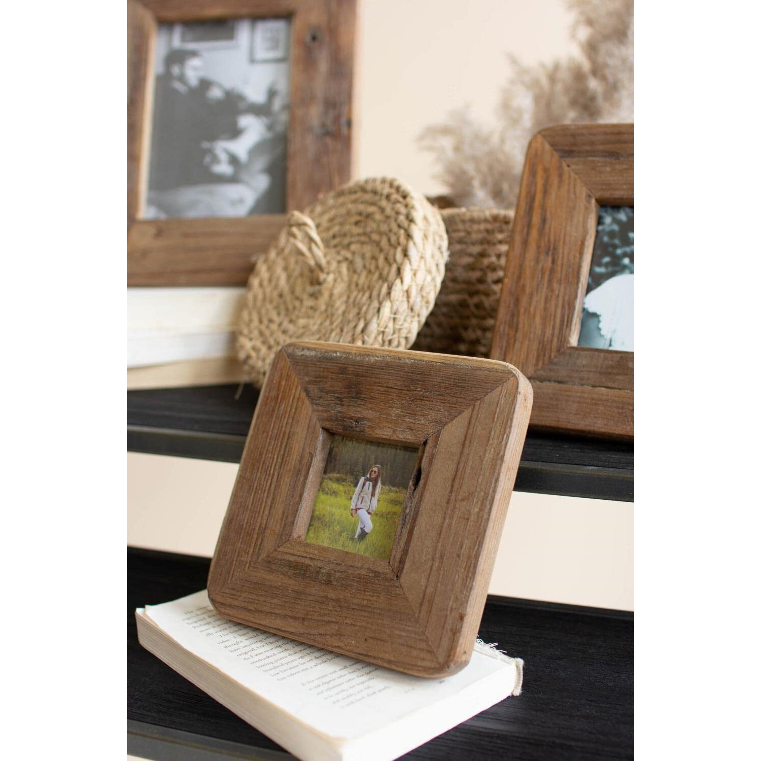 SET OF THREE RECYCLED WOOD PHOTO FRAMES