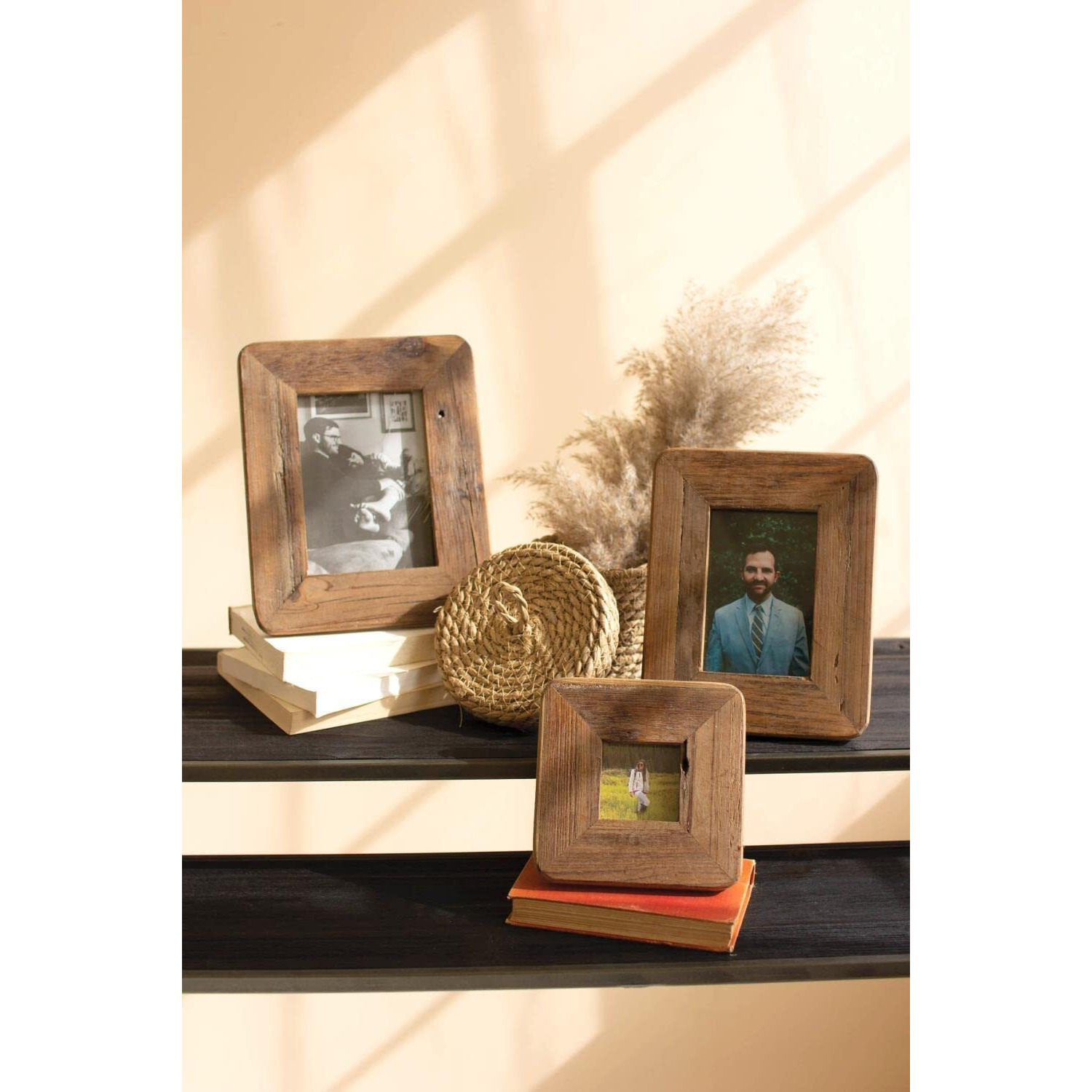 SET OF THREE RECYCLED WOOD PHOTO FRAMES