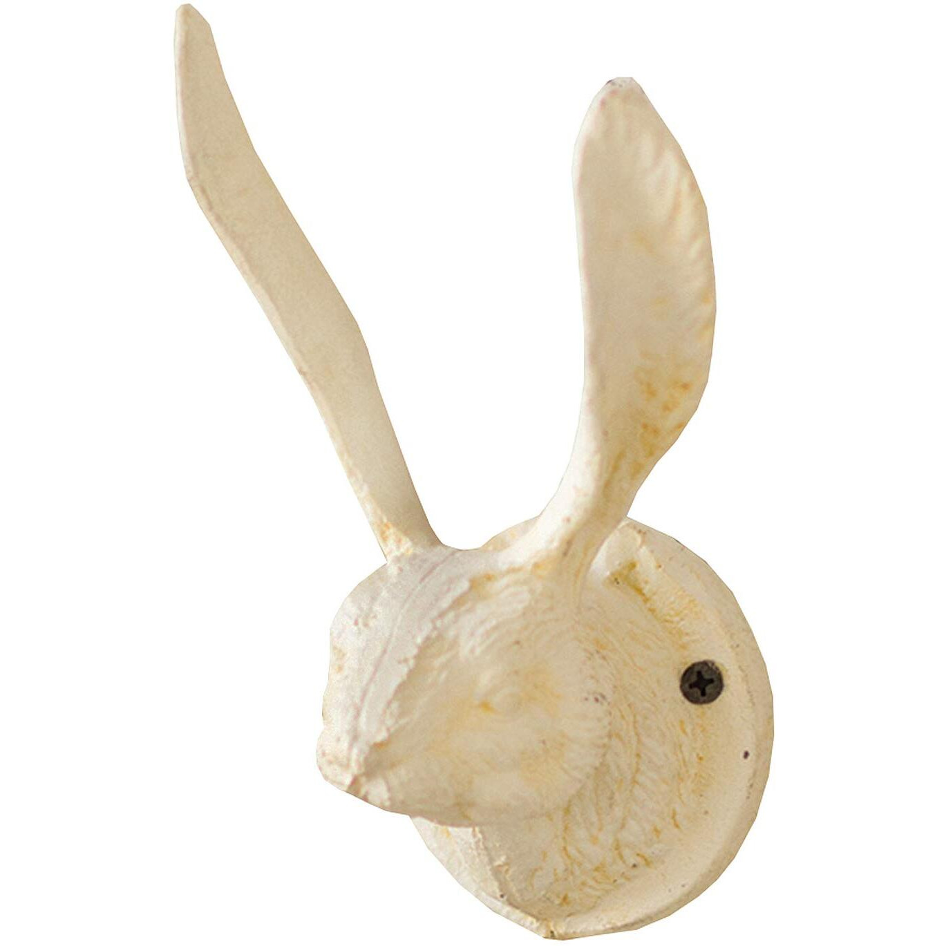 CAST IRON RABBIT WALL HOOK - ANTIQUE WHITE