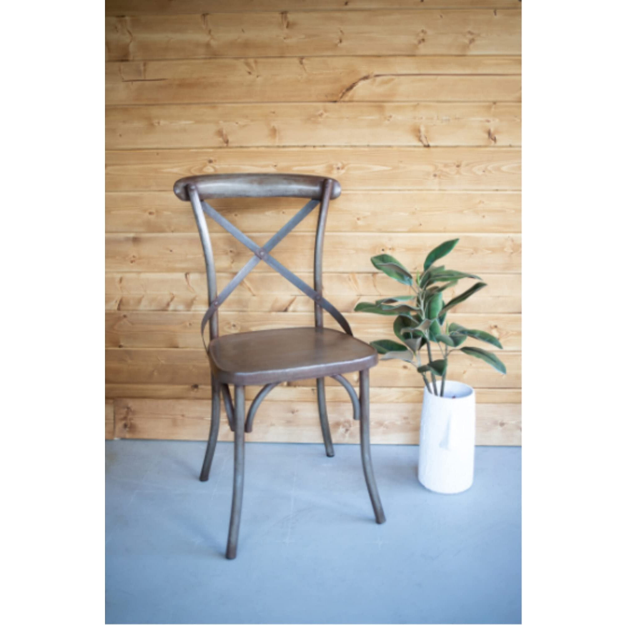 RUSTIC IRON CROSS BACK DINING CHAIR