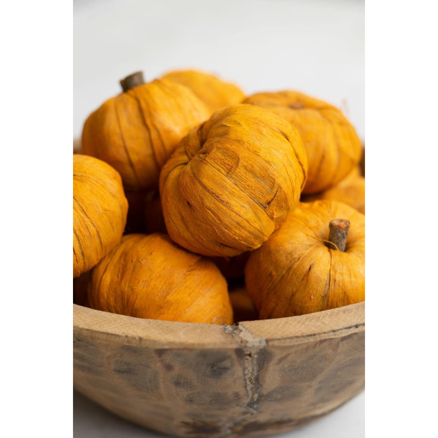 BAG OF FIFTEEN DRIED MINIATURE FAUX PUMPKINS - ORANGE