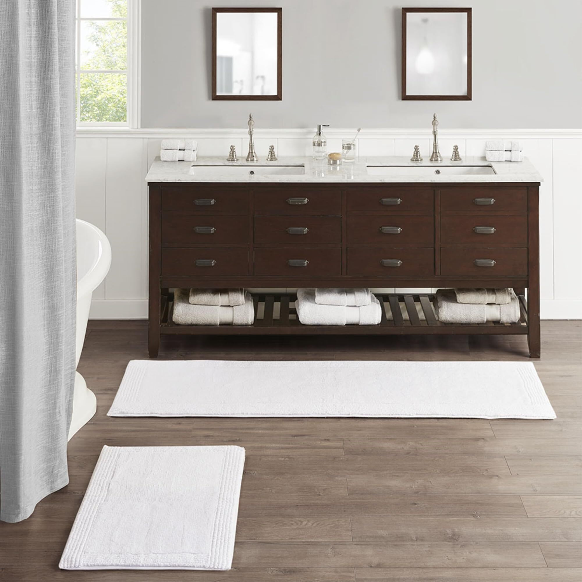 Ergode 100% Cotton Tufted Reversible Bath Rug - Soft & Plush 3000 GSM - OEKO-TEX Certified - Grey Color - Machine Washable - Non-Slip Mat Recommended - Perfect for Bathroom Decor
