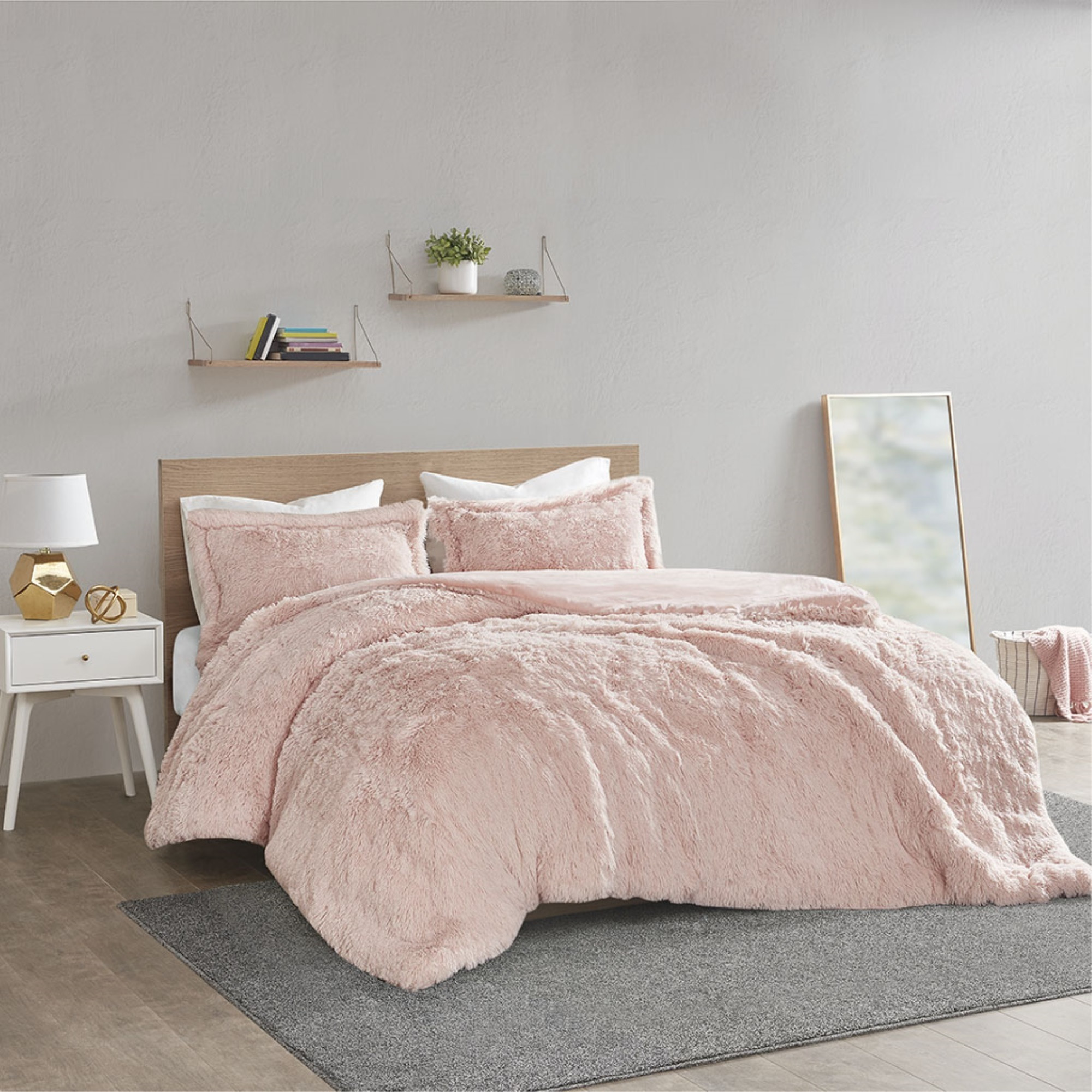 Ergode Shaggy Fur Duvet Cover Set - Contemporary Elegance, Luxurious Fluffy Texture, Solid Plush Reverse, Zipper Closure, Corner Ties - Transform Your Bedroom into a Cozy and Stylish Sanctuary