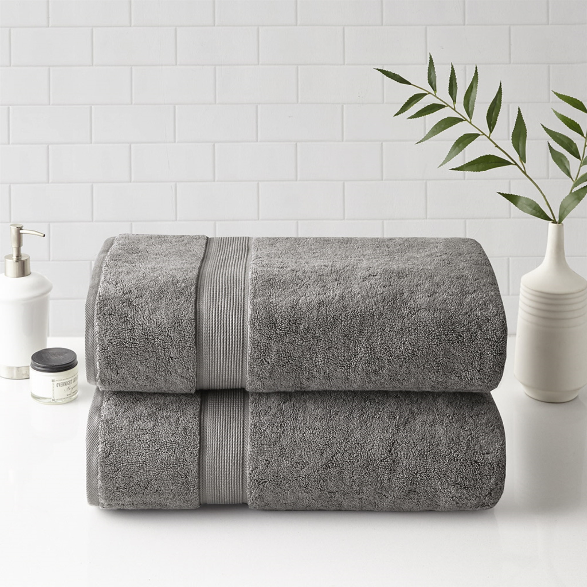 Ergode Cotton 2PC Bath Sheet Set - Premium Long Staple Cotton, Luxuriously Soft & Absorbent, SILVADUR Antimicrobial Technology, Made in Green, Double-Stitched Side Hems, 34x68 Size, Multiple Colors