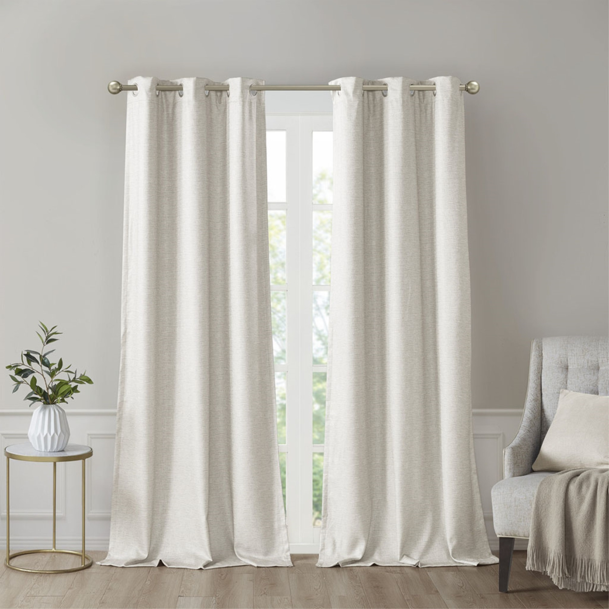 Ergode Tonal Printed Faux Silk Total Blackout Curtain Panel Pair - Contemporary Design, Ivory Shade, OEKO-TEX Certified, Thermal Technology, Easy to Hang, Perfect for Bedrooms and Media Rooms.