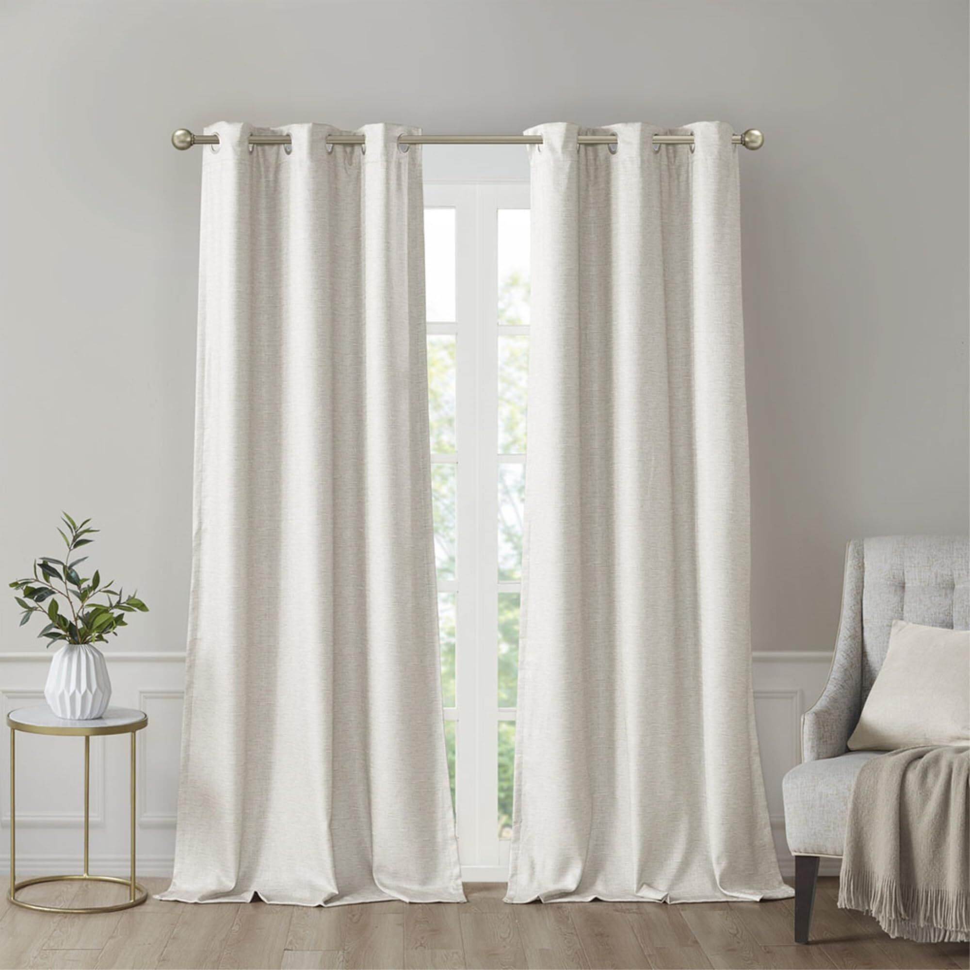 Ergode Tonal Printed Faux Silk Total Blackout Curtain Panel Pair - Contemporary Design, Ivory Shade, OEKO-TEX Certified, Thermal Technology, Easy to Hang, Perfect for Bedrooms and Media Rooms.