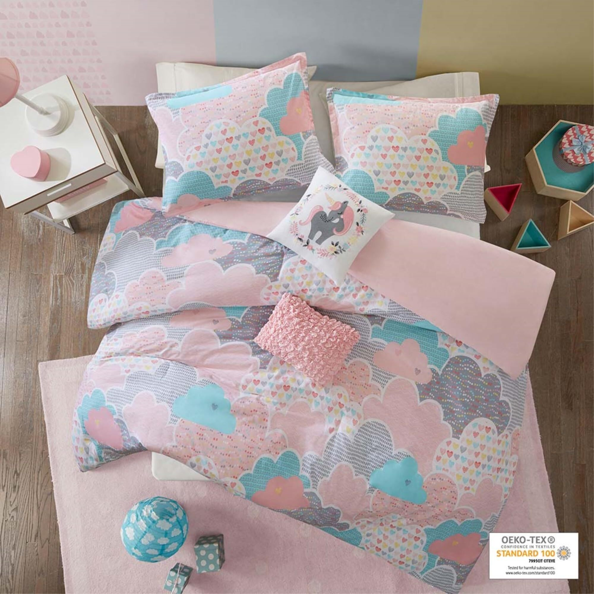 Ergode Cotton Printed Duvet Cover Set - Enchanting Ergode Motif, Hypoallergenic, OEKO-TEX Certified, Antimicrobial Treatment, Button Closure, Corner Ties - Dreamy Night's Sleep
